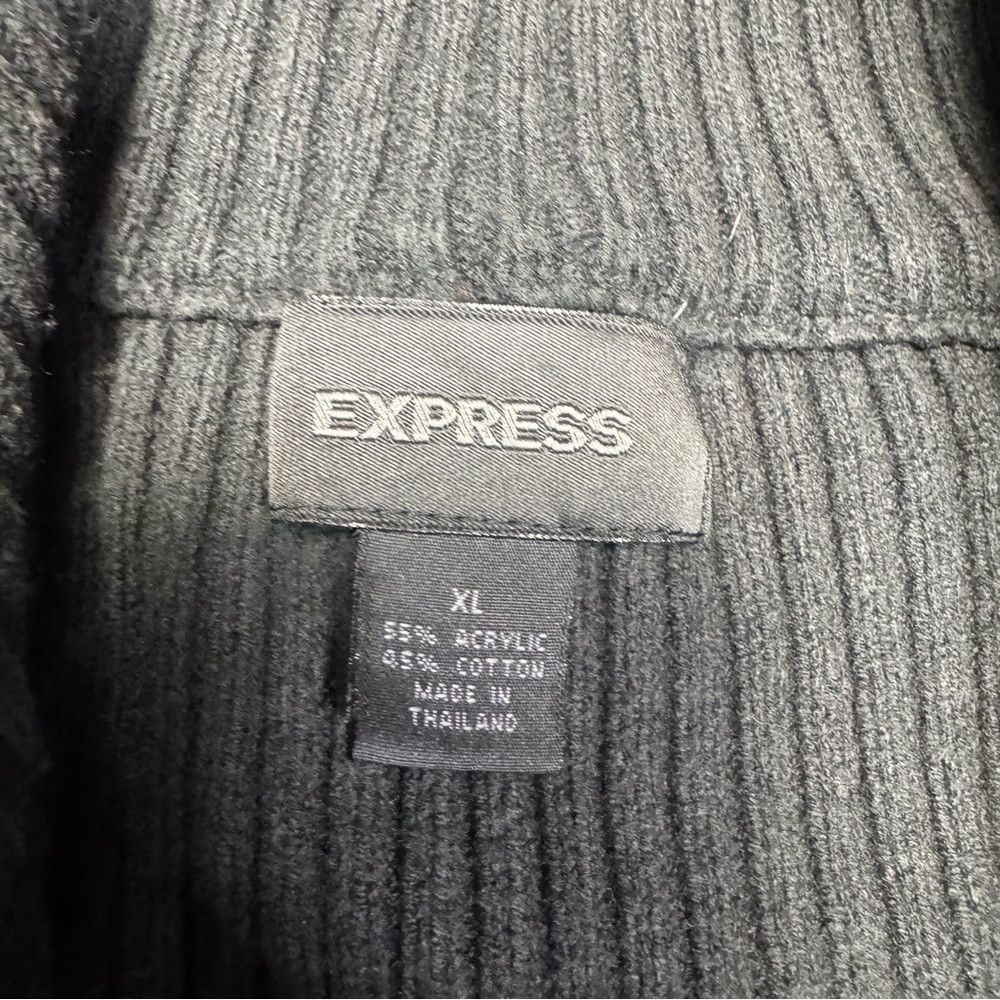 Express Express Black Cotton Ribbed Knit Zip Cardigan Size XL Size US XL / EU 56 / 4 - 4 Thumbnail