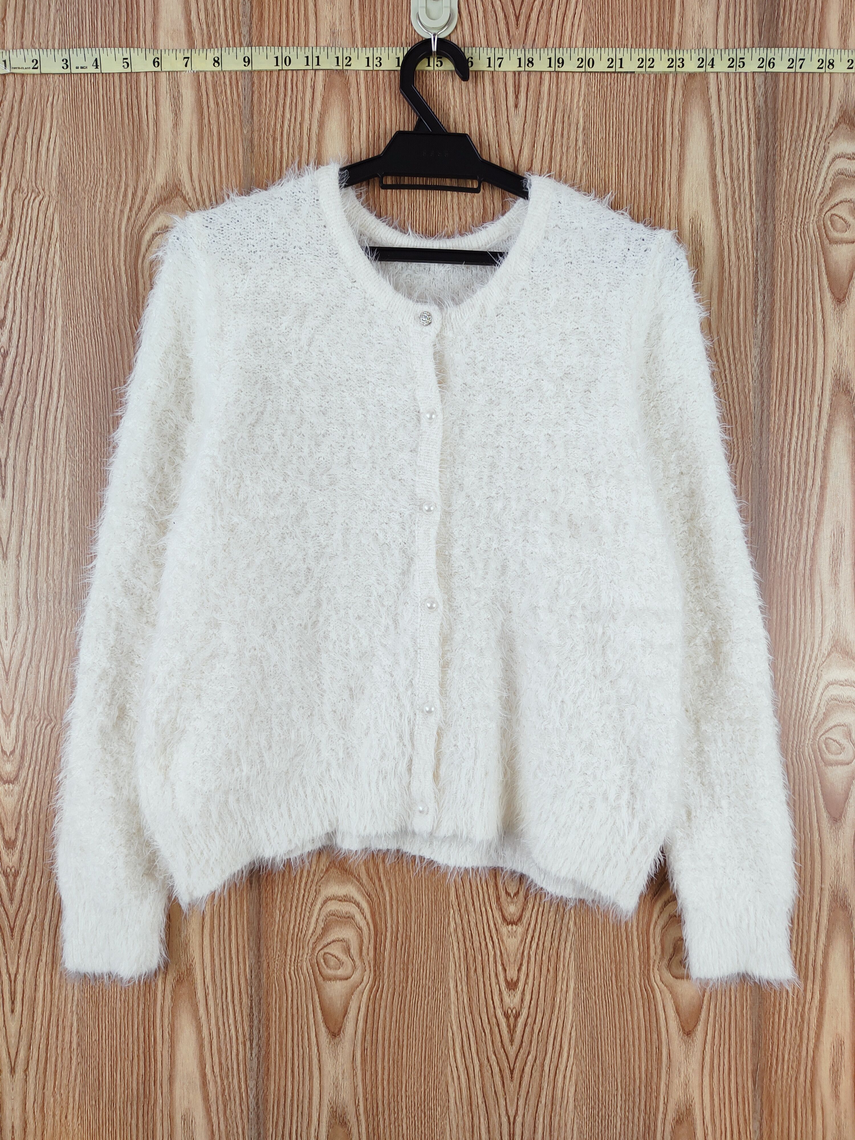 Japanese Brand × Vintage C.o.l.z.a Cream Fur Mohair Knitwear Cardigan Size L / US 10 / IT 46 - 1 Thumbnail