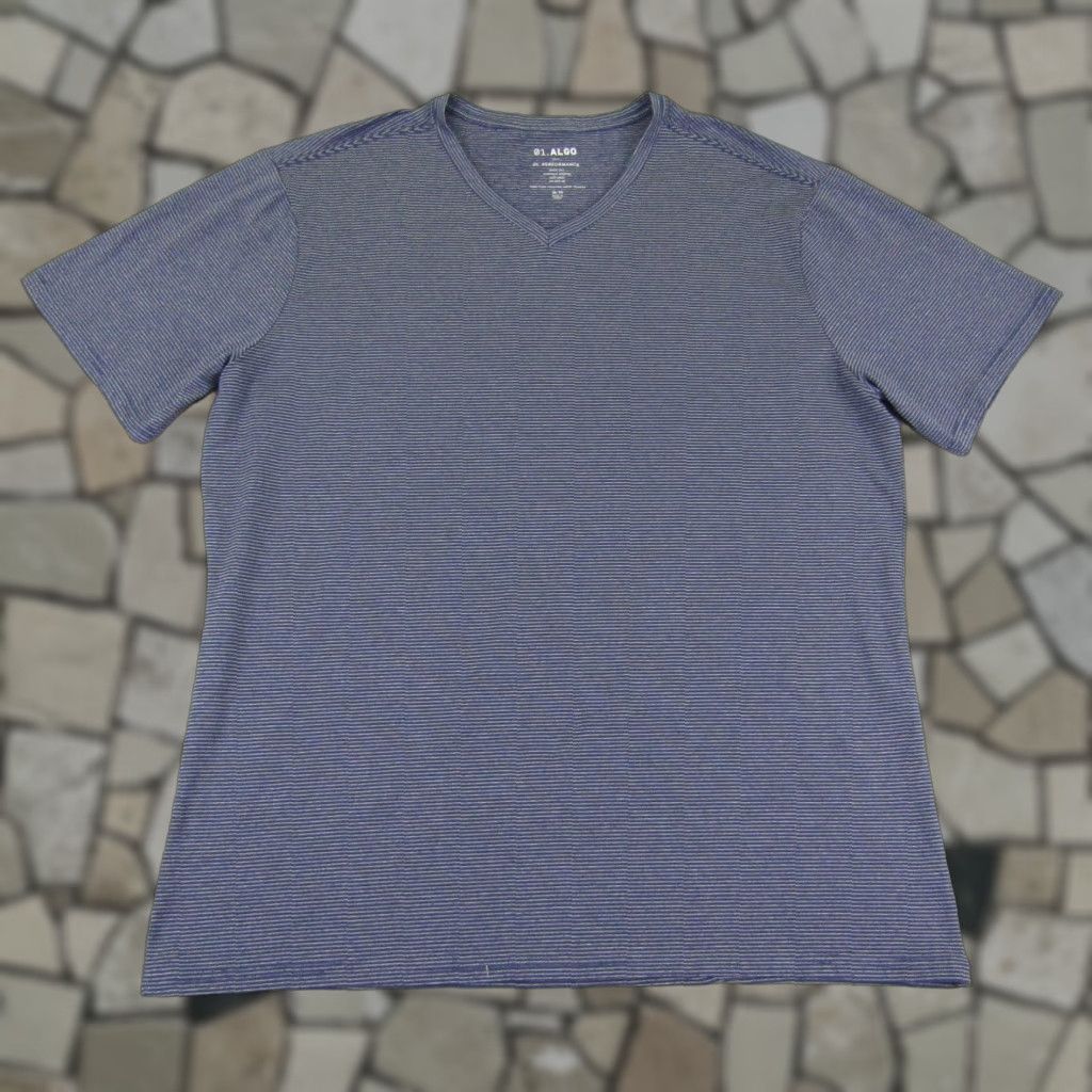 Vintage 01.Algo Shirt XL Blue Men V-Neck UV SPF 40 Moisture Wicking T-Shirt Short Sleeve Performance Size US XL / EU 56 / 4 - 1 Thumbnail