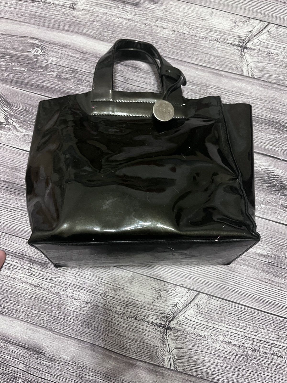 Furla Furla Dark Green Glossy Patent Mini Tote Bag Size ONE SIZE - 8 Thumbnail