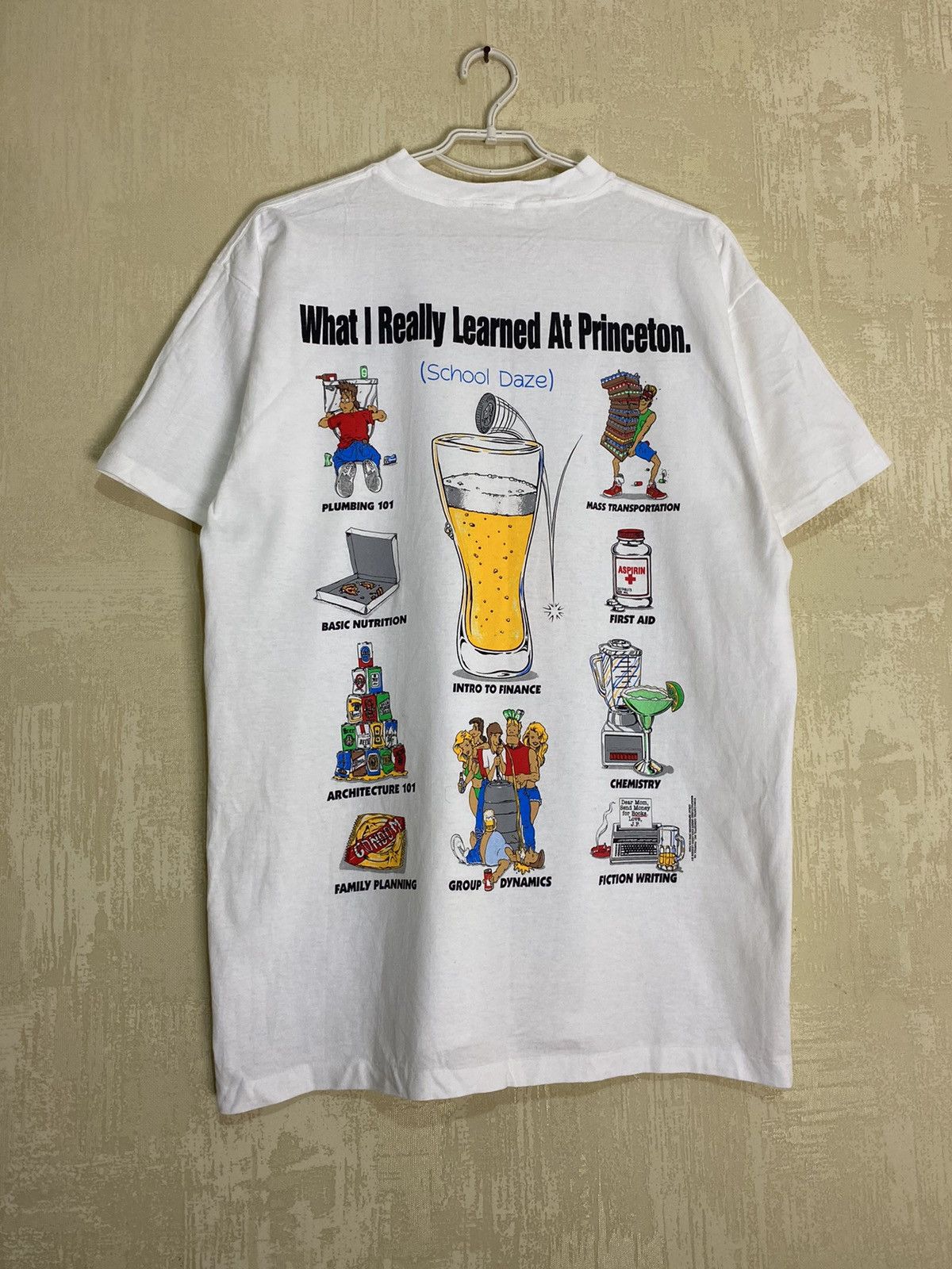 image of 90's What I Really Learned At Princeton Humor Tee in White, Men's (Size XL)