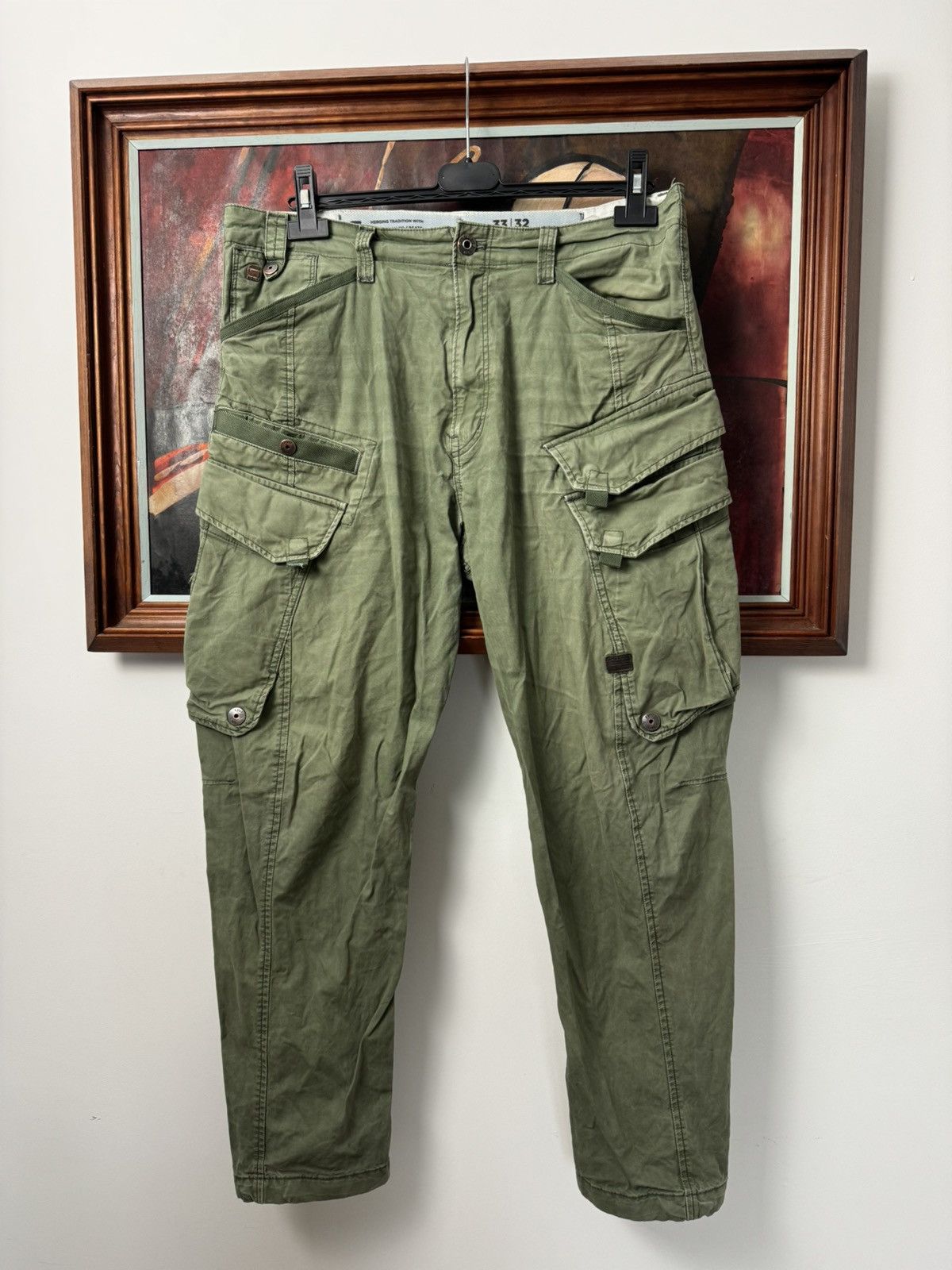 G-Star G Star Raw Olive Cargo Biker Pant India Vintage Y2k Hype Size US 33 - 1 Thumbnail