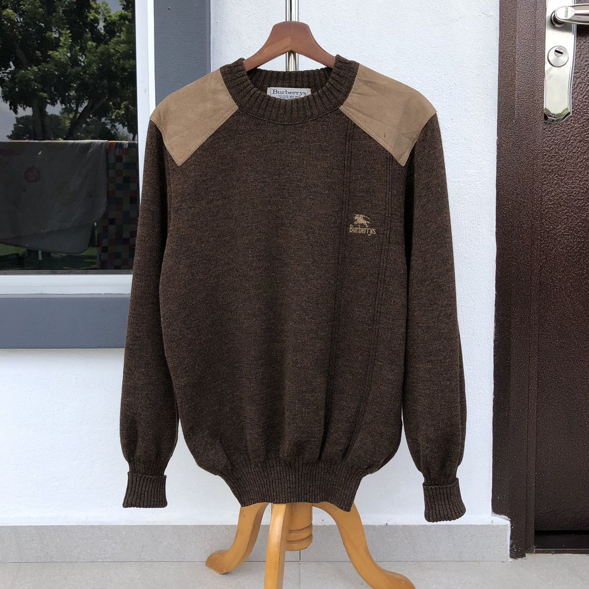 Burberry Vintage Burberrys Suede Elbow Patches 100% Pure New Wool Size US M / EU 48-50 / 2 - 9 Thumbnail