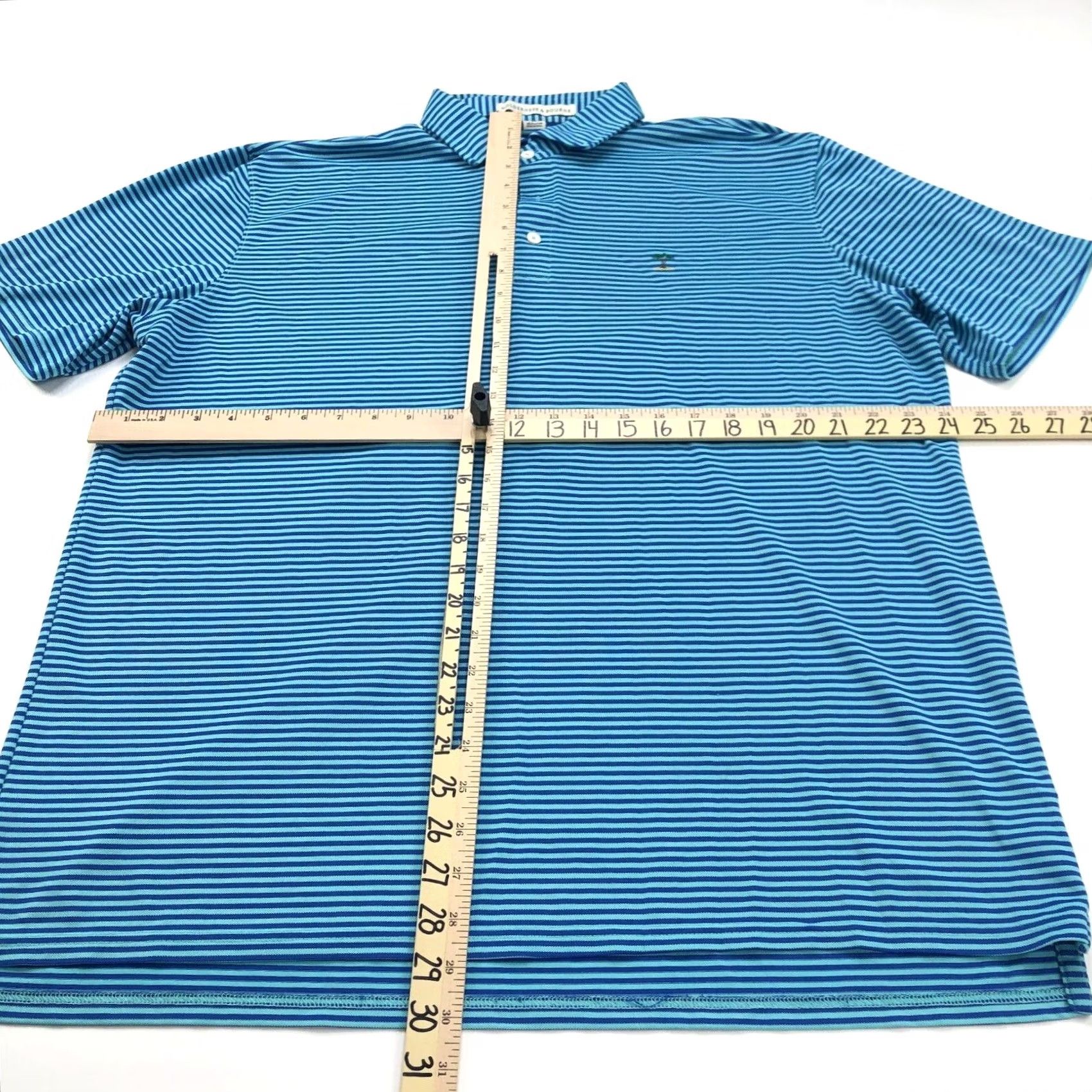 Vintage Holderness & Bourne Polo Shirt XL Blue Striped Golf Button Shirt Printed Logo Mens Regular Short Sleeve Polo Shirt Size US XL / EU 56 / 4 - 3 Thumbnail