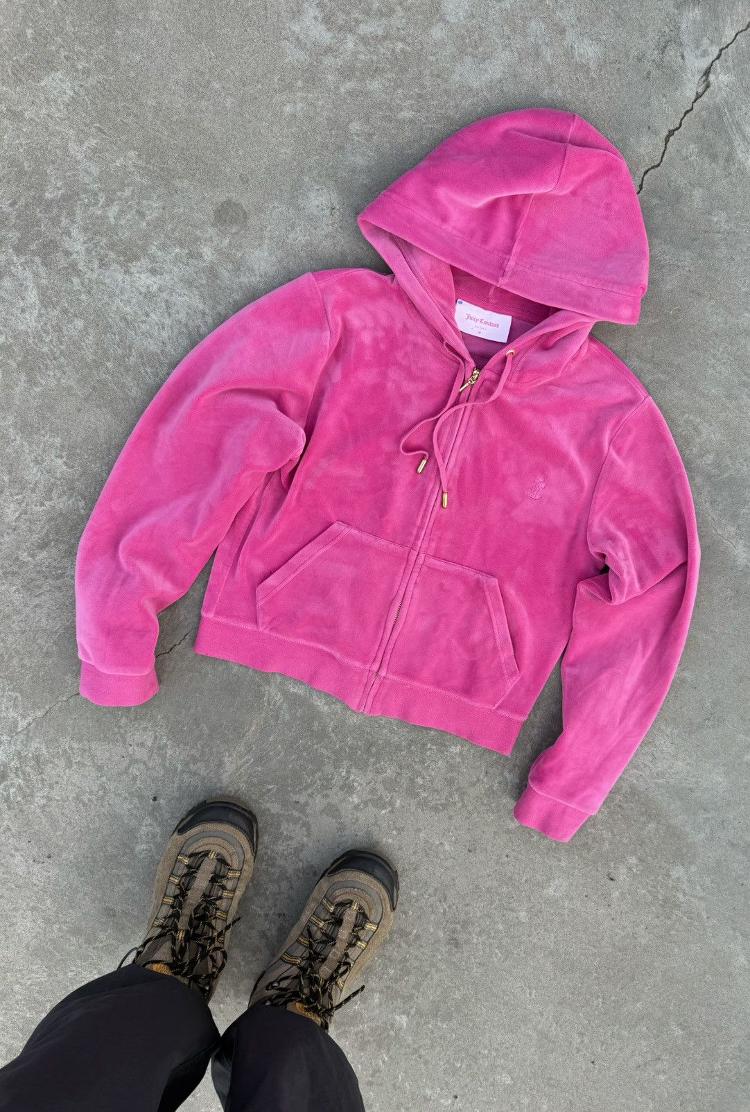 Juicy Couture Vintage 90s Juicy Couture Velour Glamour Zip Hype Hoodie Size M / US 6-8 / IT 42-44 - 1 Thumbnail