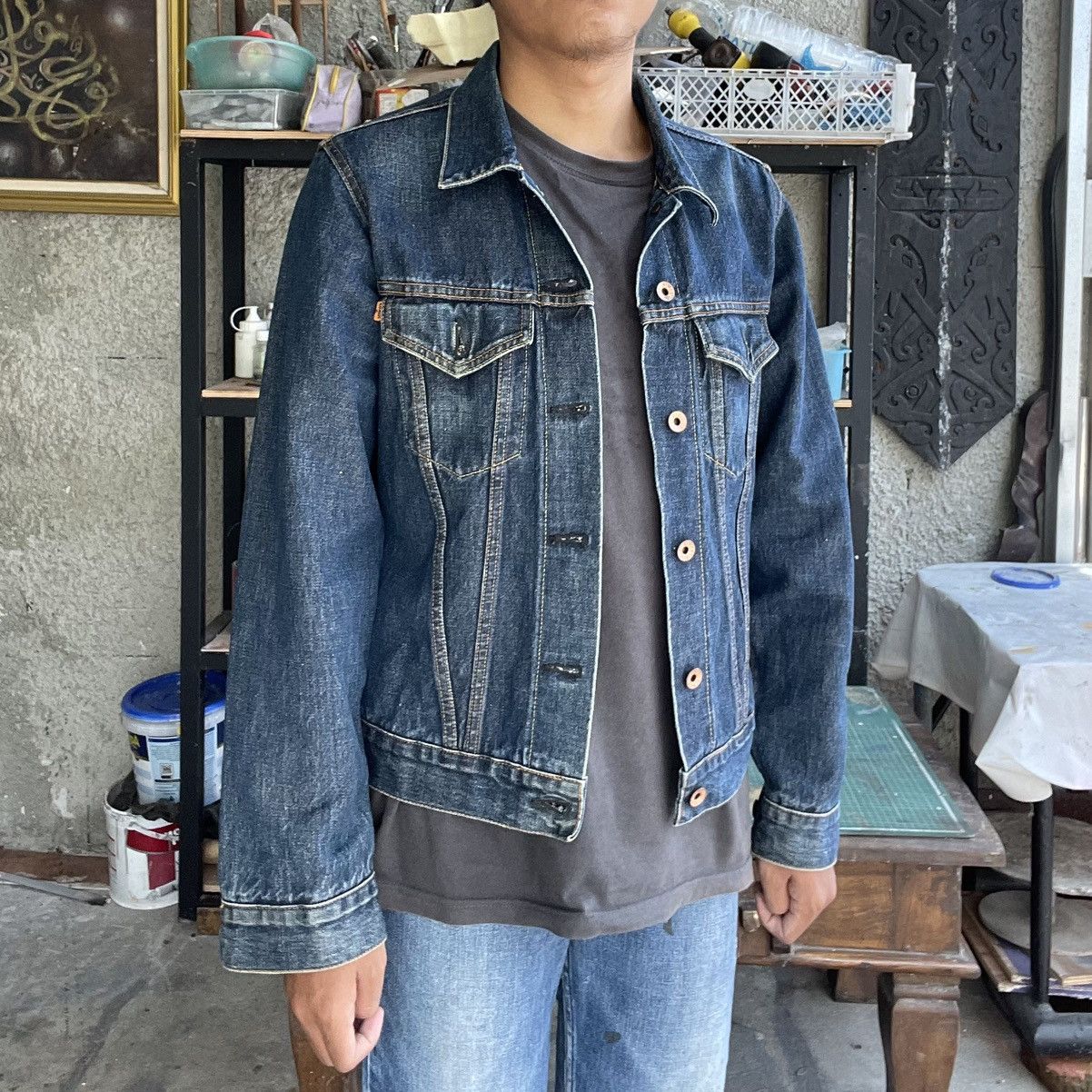 Edwin × Japanese Brand Edwin 5550 truker jacket redline selvedge Size US L / EU 52-54 / 3 - 8 Thumbnail
