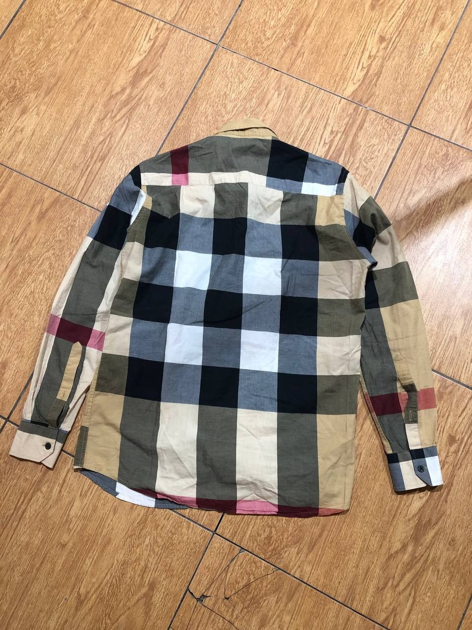 Burberry Burberry Beige Check Cotton Button Front Shirt Size US M / EU 48-50 / 2 - 4 Thumbnail