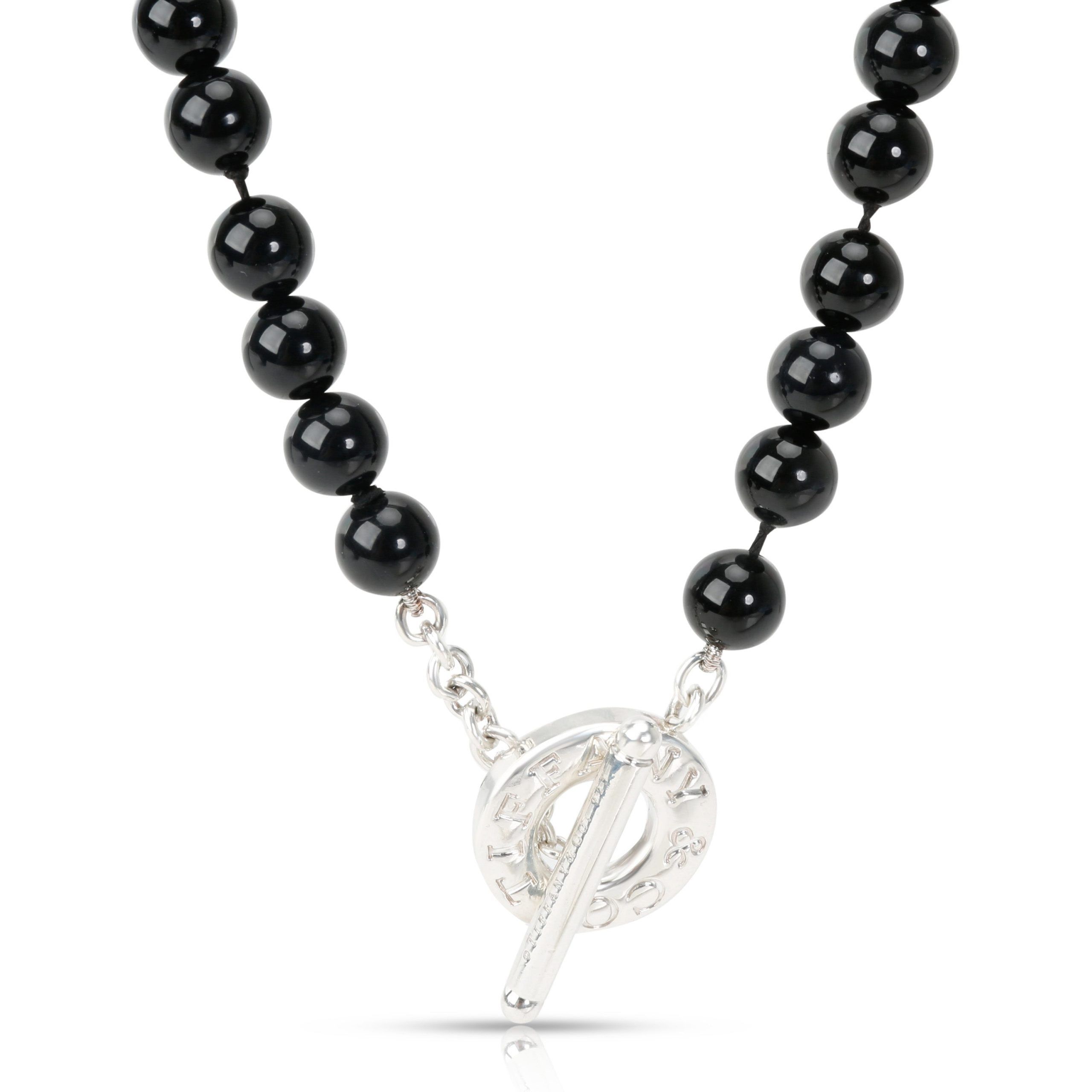 Tiffany & Co. Onyx Beads Toggle Necklace in Sterling Silver