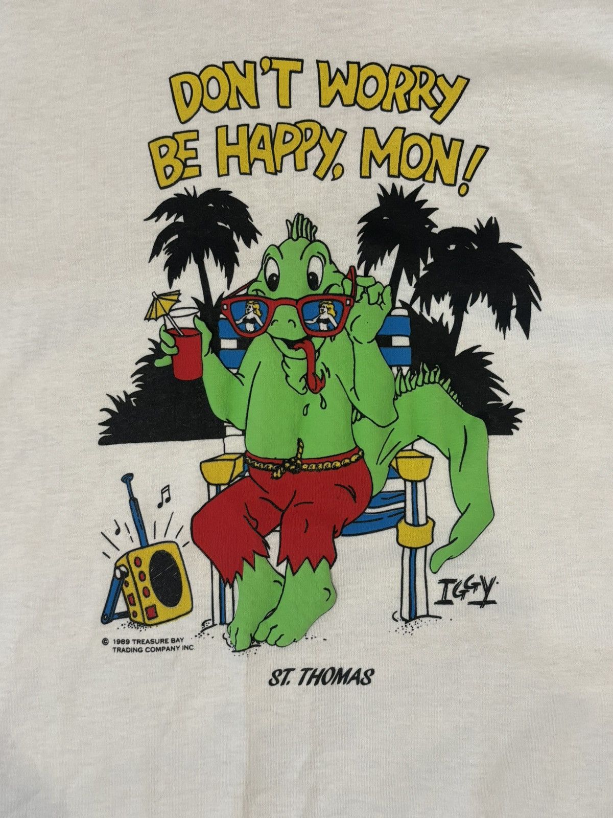 Vintage Vintage 1980s Puffy Paint "DONT WORRY BE HAPRY MON!" Size XL Size US XL / EU 56 / 4 - 4 Thumbnail