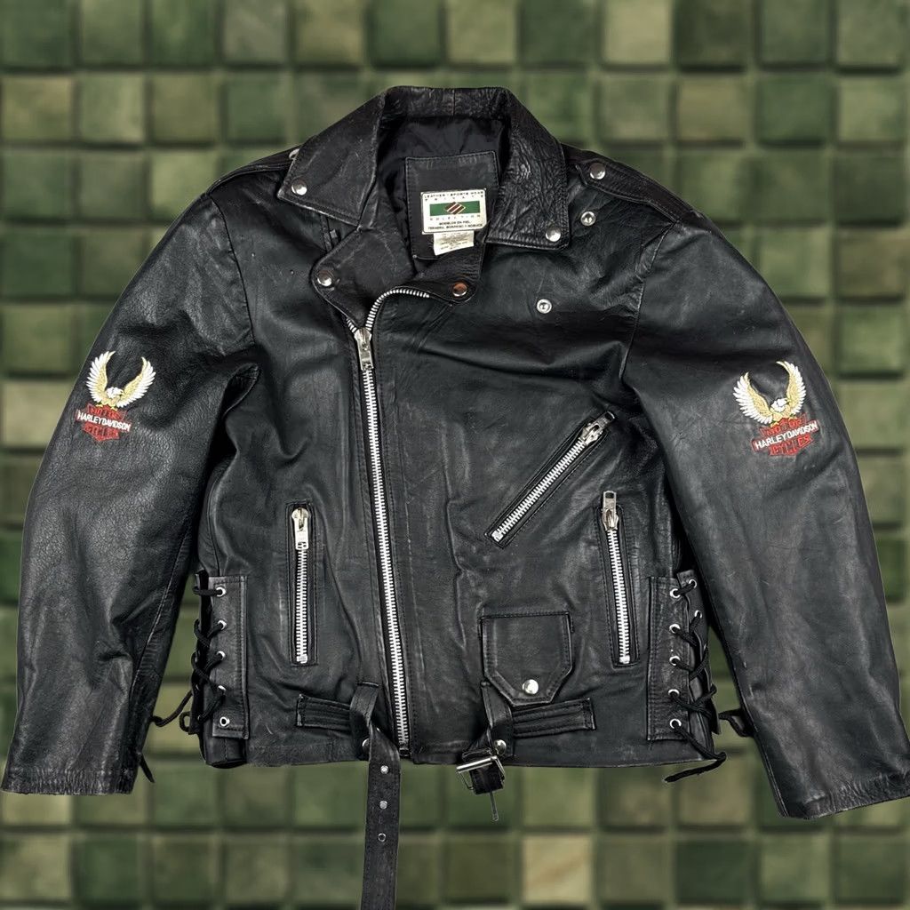 Harley Davidson VINTAGE Harley Davidson Leather Motorcycle Jacket Eagle Piel Mexico Biker M Mens Black Jacket Size US M / EU 48-50 / 2 - 1 Thumbnail