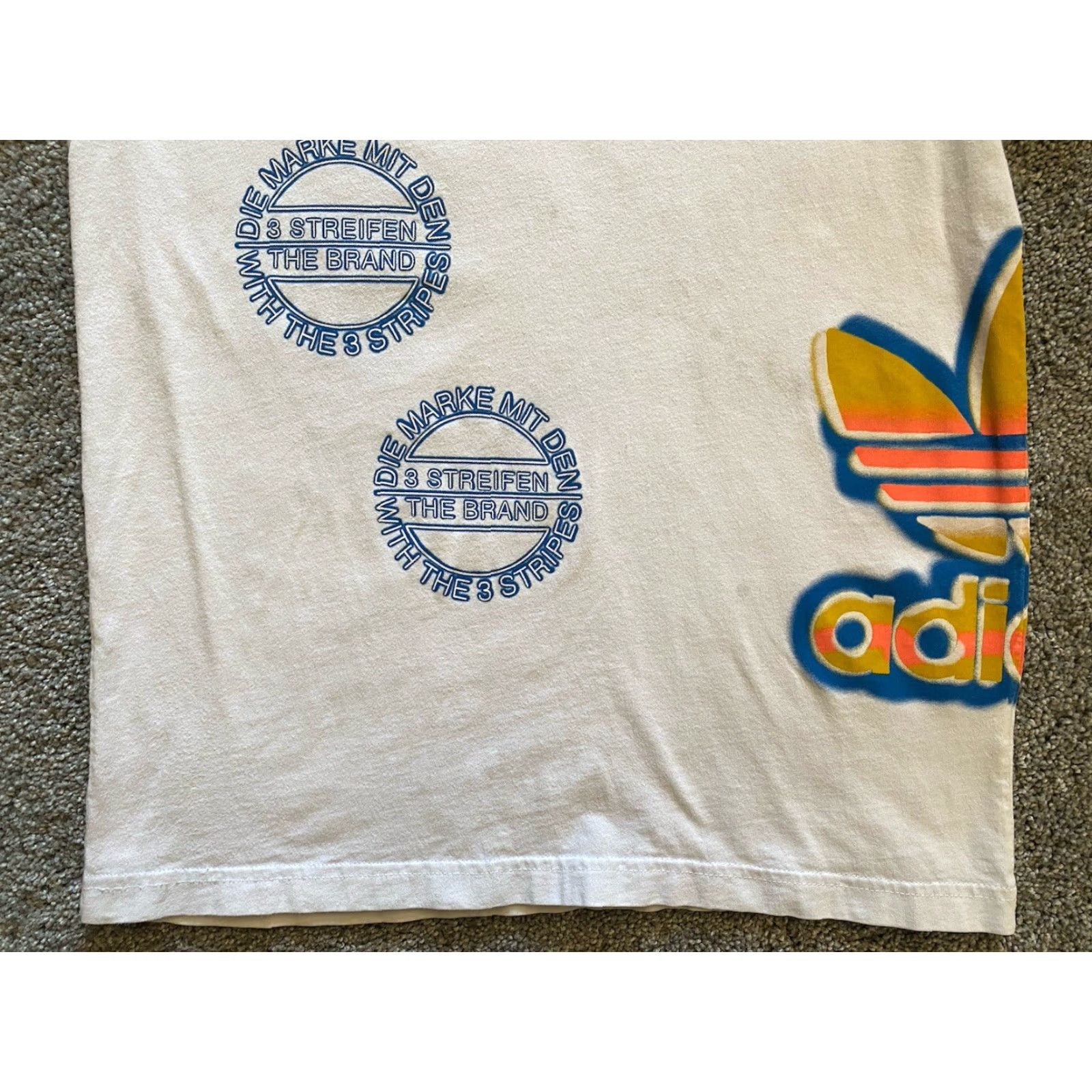 Adidas VINTAGE Adidas The 3 Stripes Graffiti Street Logo Shirt Men’s S White Size US S / EU 44-46 / 1 - 4 Thumbnail