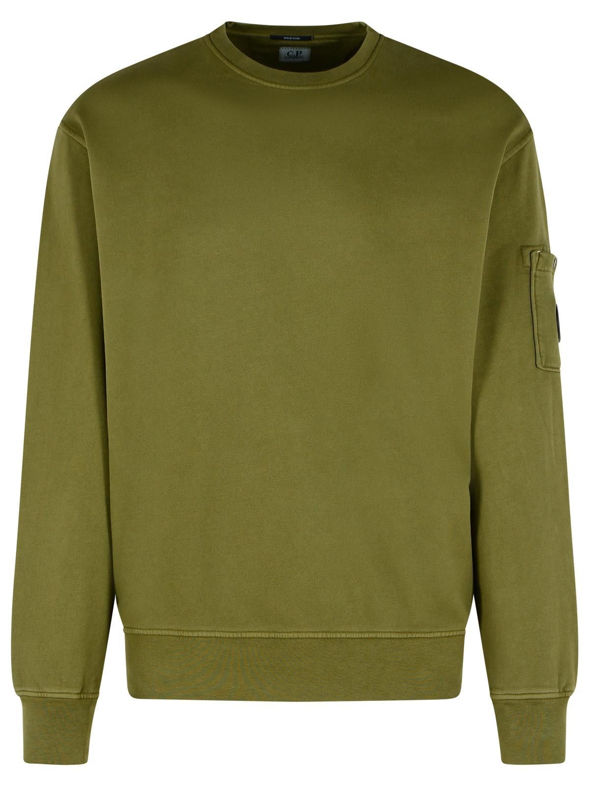 C.P. COMPANY 'Brushed' Green Cotton Sweatshirt