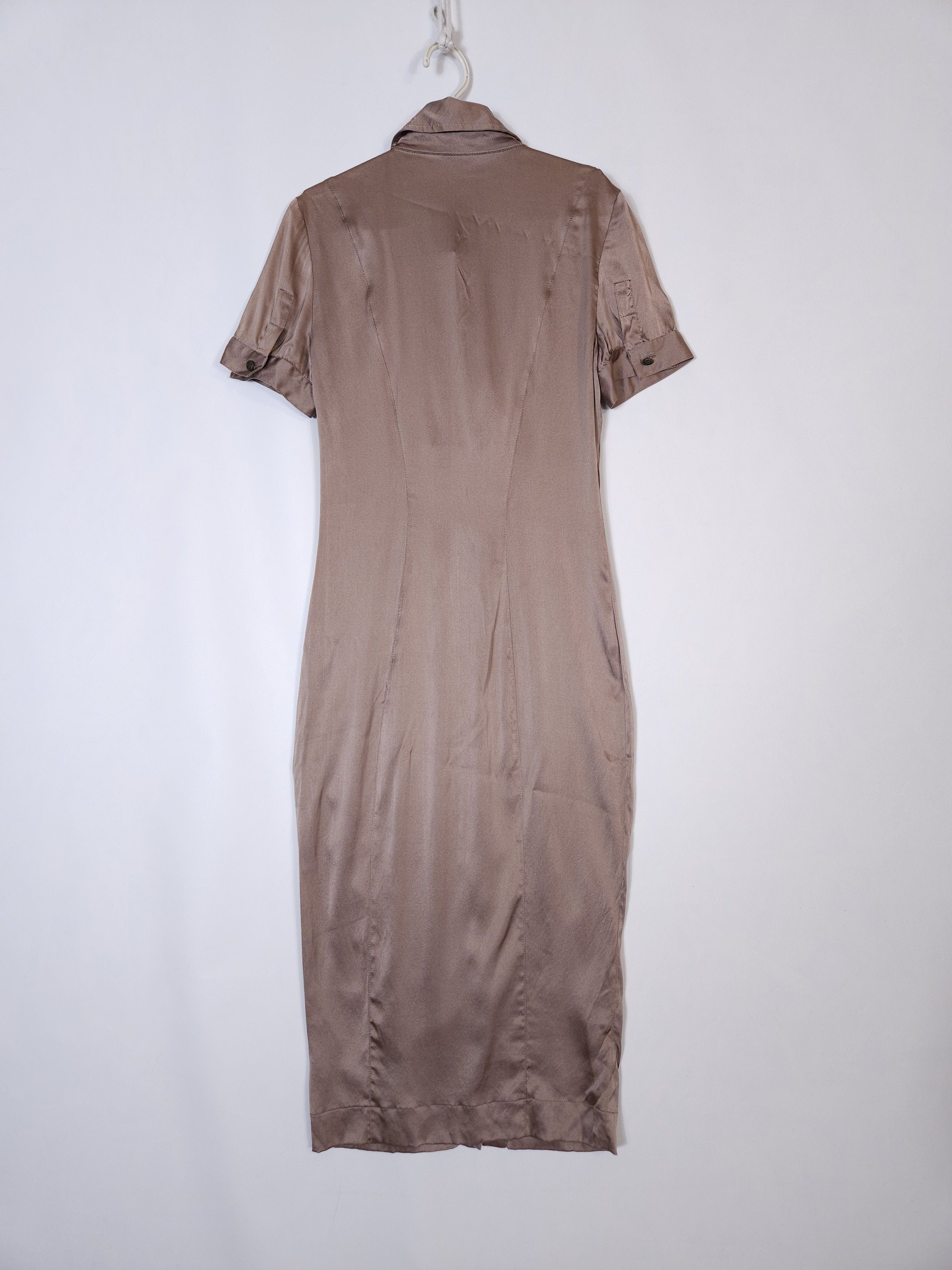 Just Cavalli Just Cavalli Silk Shirt Dress Satin Ruffle Stretch Midi 40/S Size S / US 4 / IT 40 - 2 Thumbnail