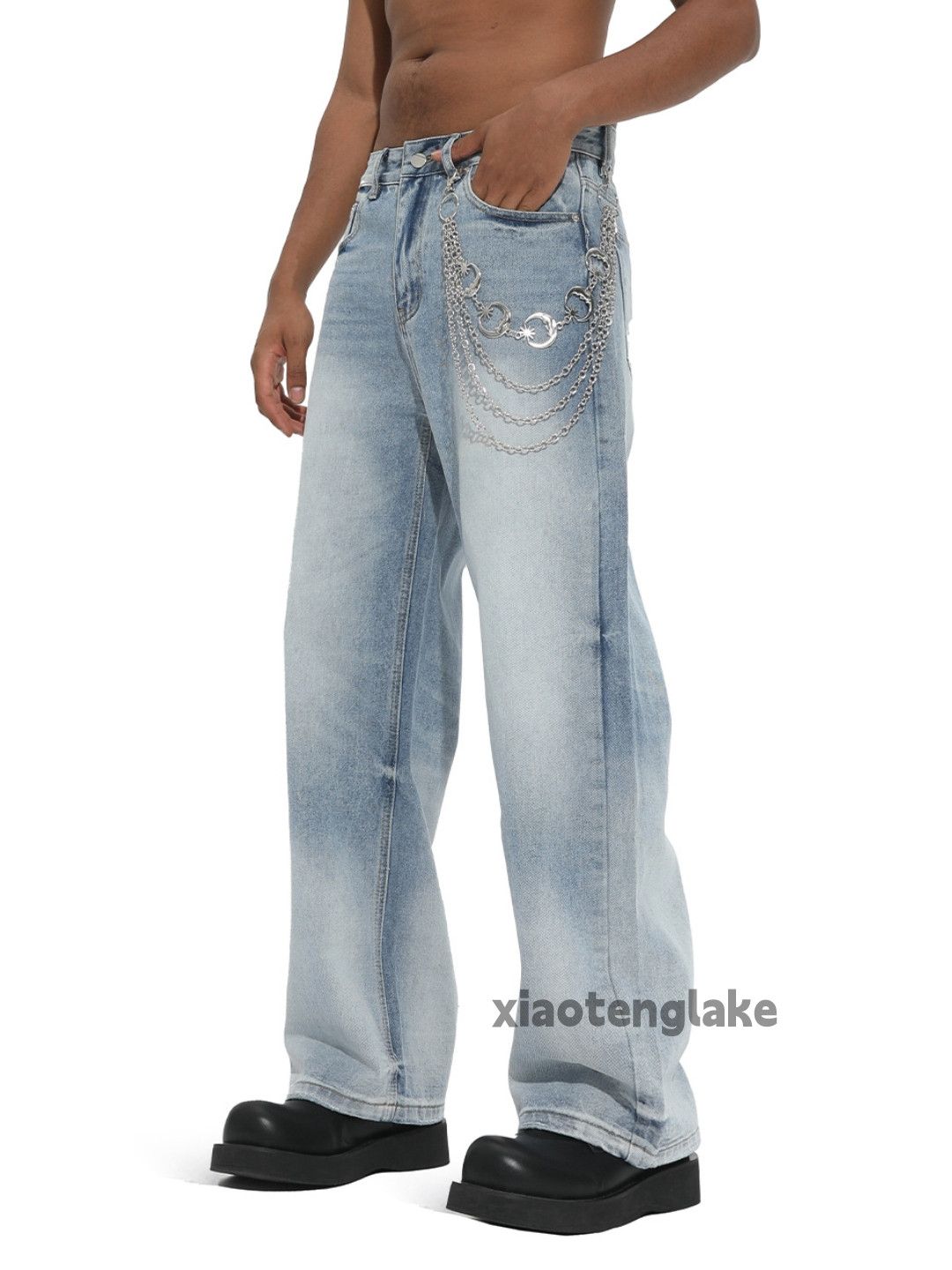 Jean Unisex washed faded utility punk yuppie grunge jeans Size US 31 - 1 Thumbnail