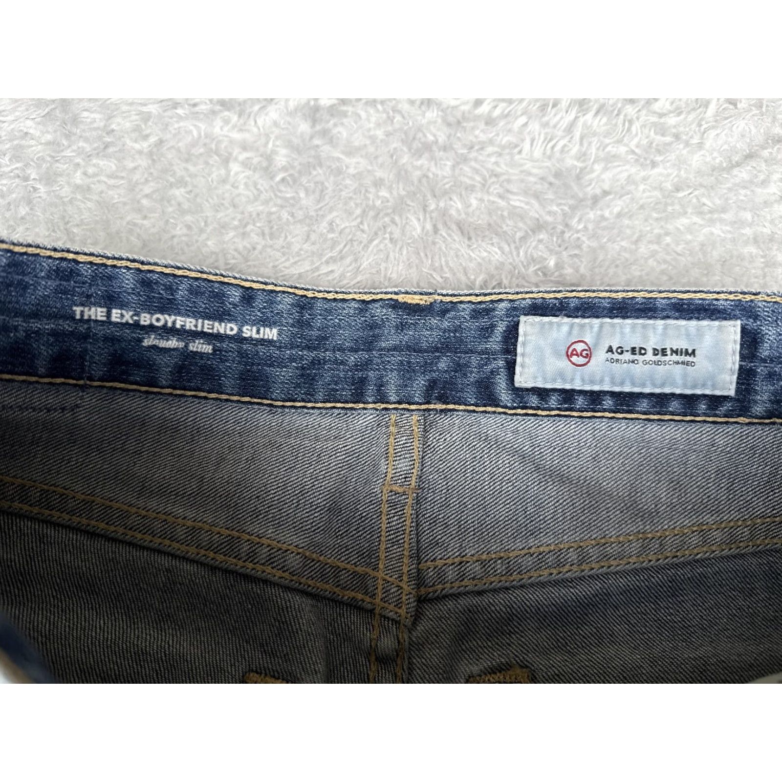 Vintage AG Adriano Goldschmied Jeans Womens 24R Blue The Ex-Boyfriend Slim Distressed Jeans Size 42" / US 20 - 6 Thumbnail