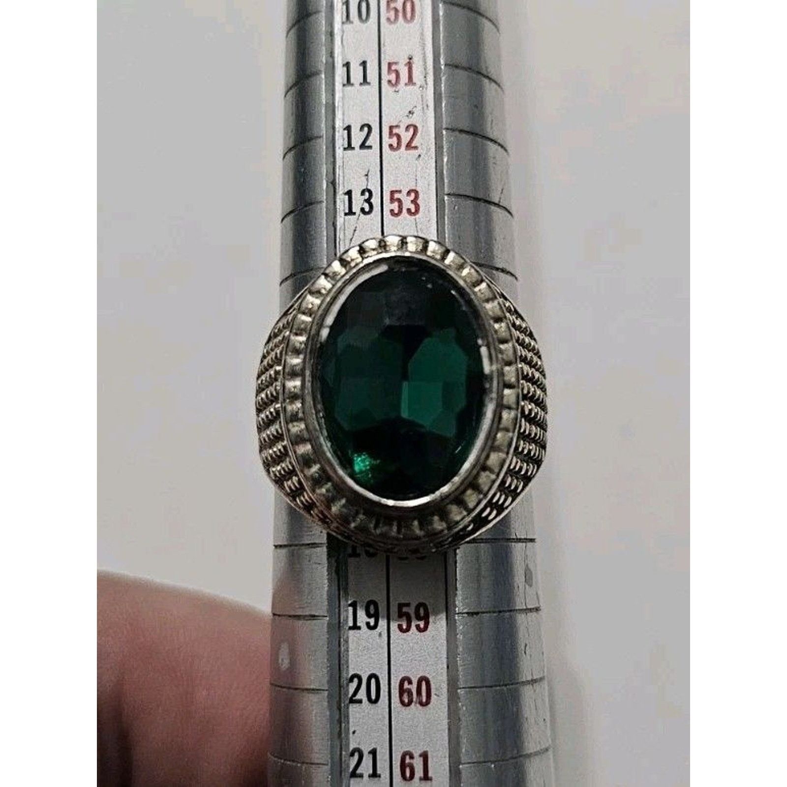 Other Emerald Green Zirconia Stone 925 Silver Ring Size 7.5 Size ONE SIZE - 2 Thumbnail