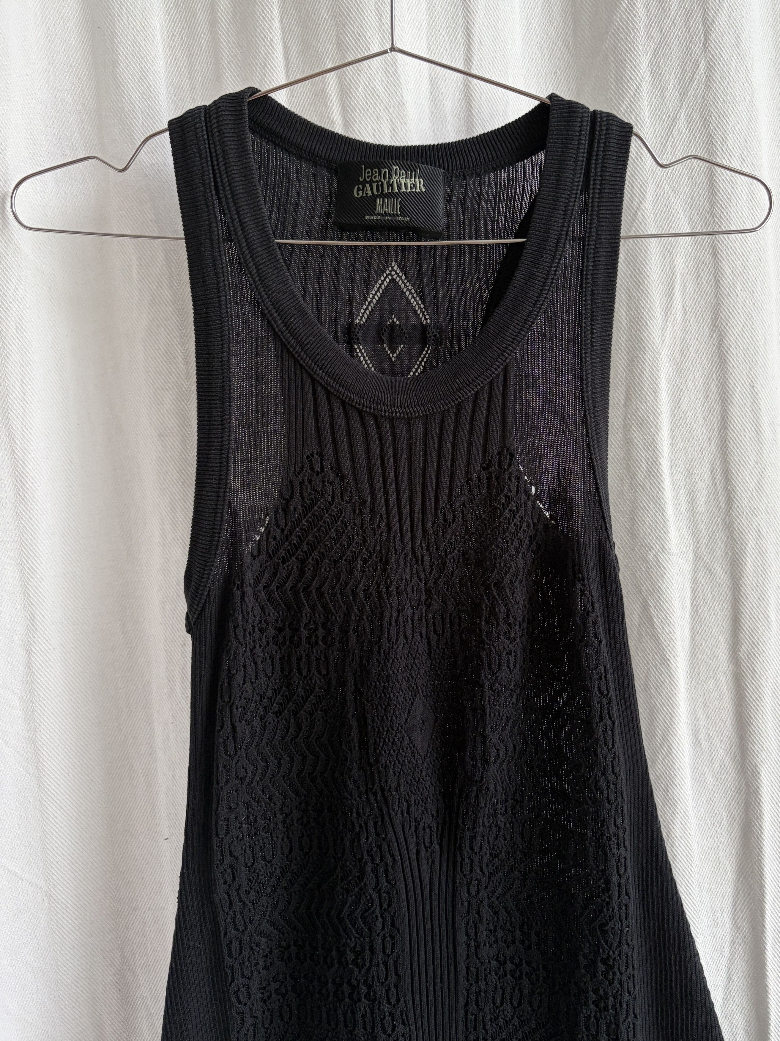 Jean Paul Gaultier 90s Structured Semi-Sheer Ribbed Mini Dress Size M / US 6-8 / IT 42-44 - 2 Thumbnail