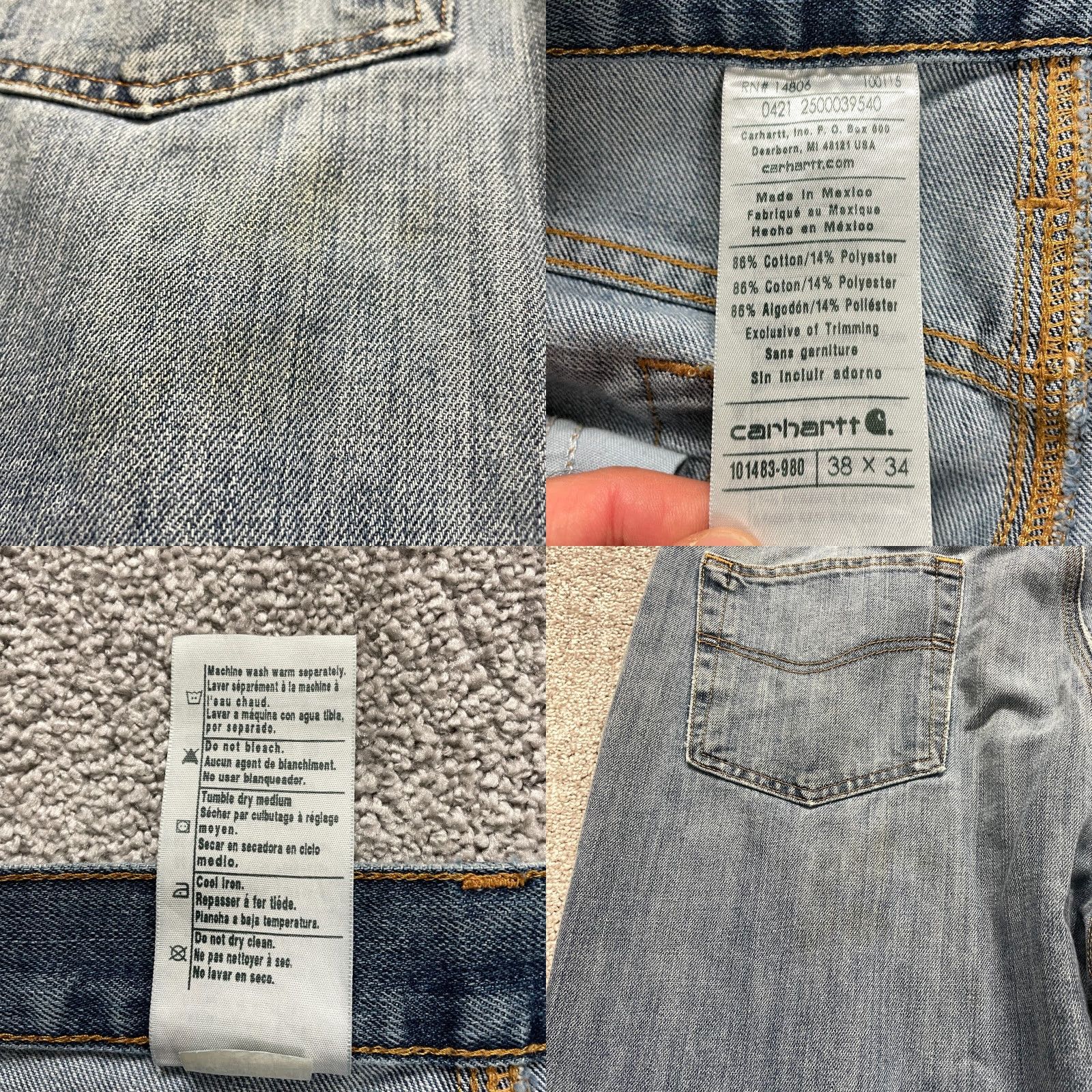 Carhartt Carhartt Jeans Mens 40x30.5 Blue Medium Wash Straight Leg Cotton Casual Size US 40 / EU 56 - 8 Thumbnail