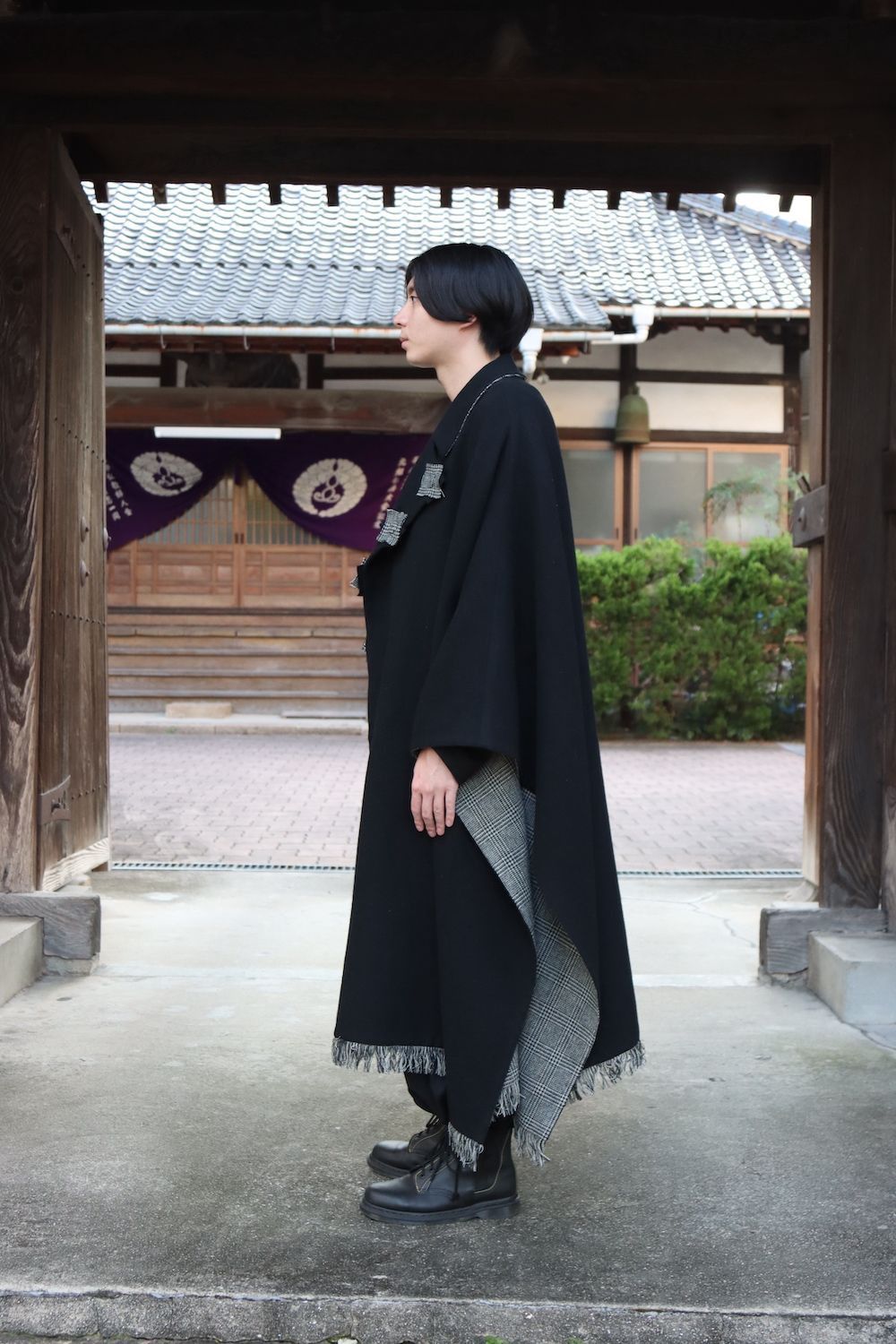 Yohji Yamamoto Yohji Yamamoto Pour Homme - Tweed Check Scrap Cape Coat Size US S / EU 44-46 / 1 - 8 Thumbnail