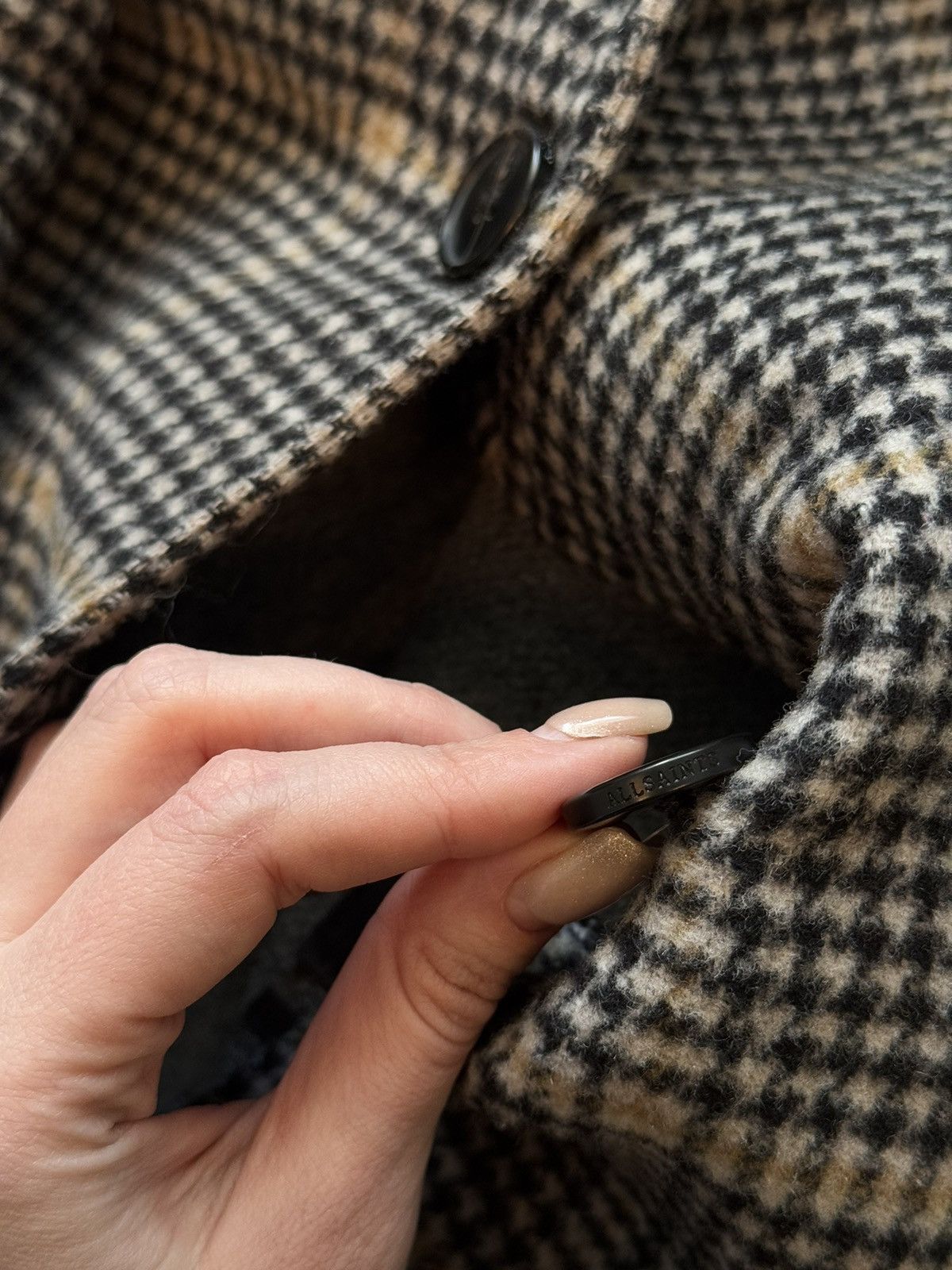 Allsaints × Designer Allsaints avant garde wool blend checkered coat Size US XS / EU 42 / 0 - 4 Thumbnail