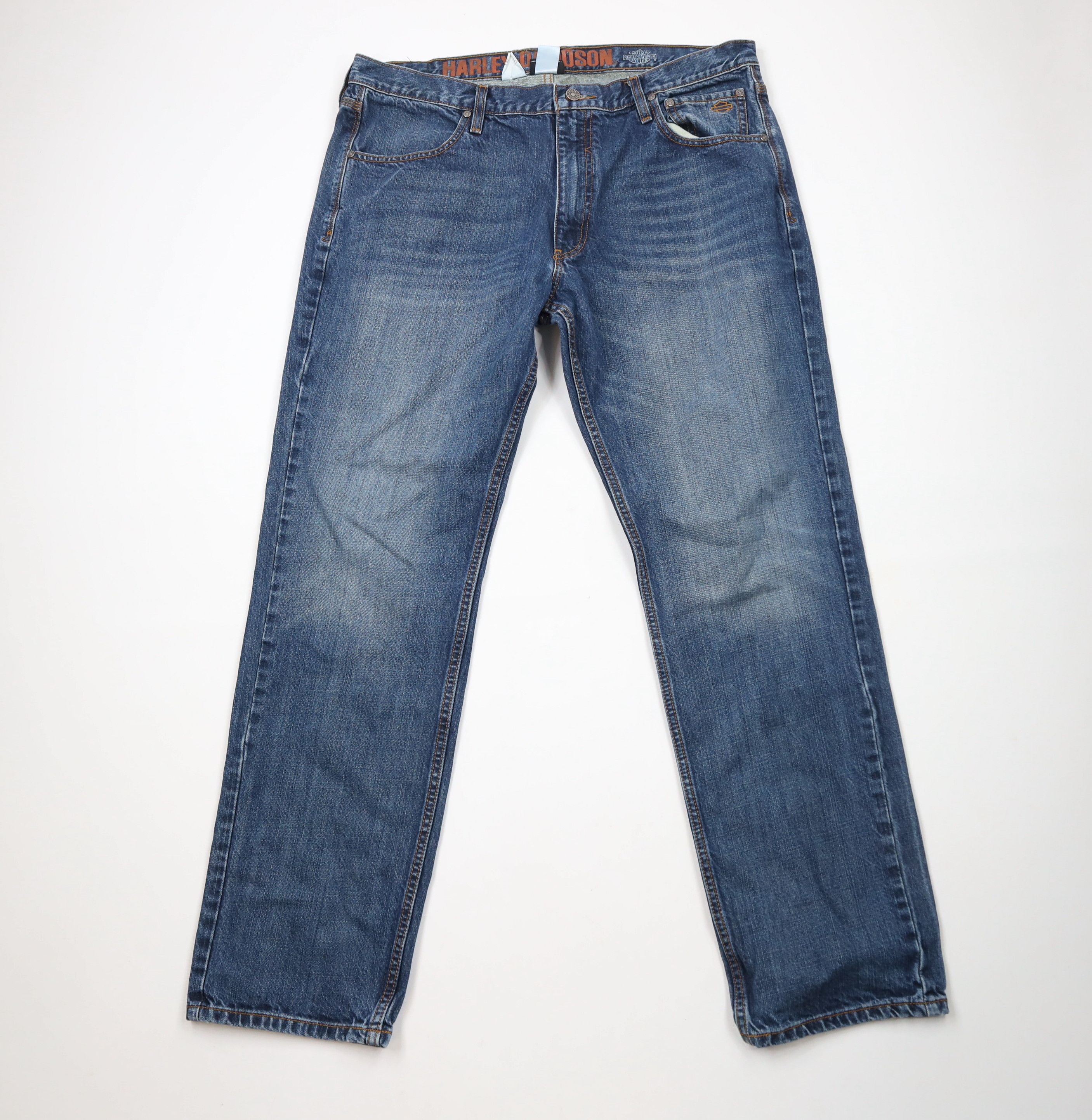 Harley Davidson × Vintage Vintage Harley Davidson Spell Motorcycle Denim Jeans Blue Size US 38 / EU 54 - 1 Thumbnail
