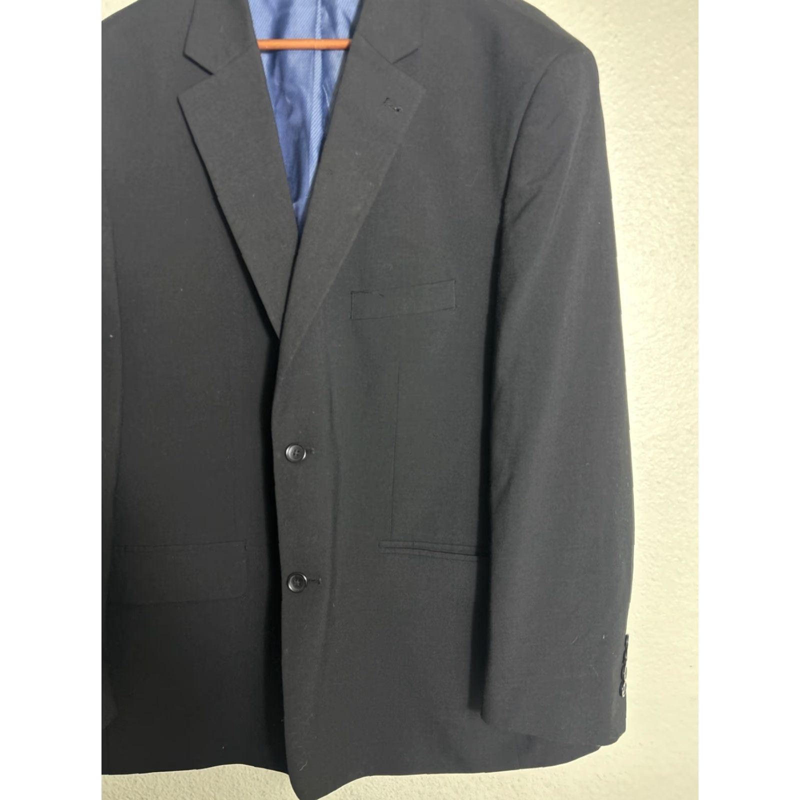 Vintage VINTAGE Oak Hill Blazer Men Blazer Navy Blue Wool Blend Long 48 Big & Tall Jacket Coat Size 48 Long Mens Navy Blue Wool Blend Blazer Size 48R - 4 Thumbnail