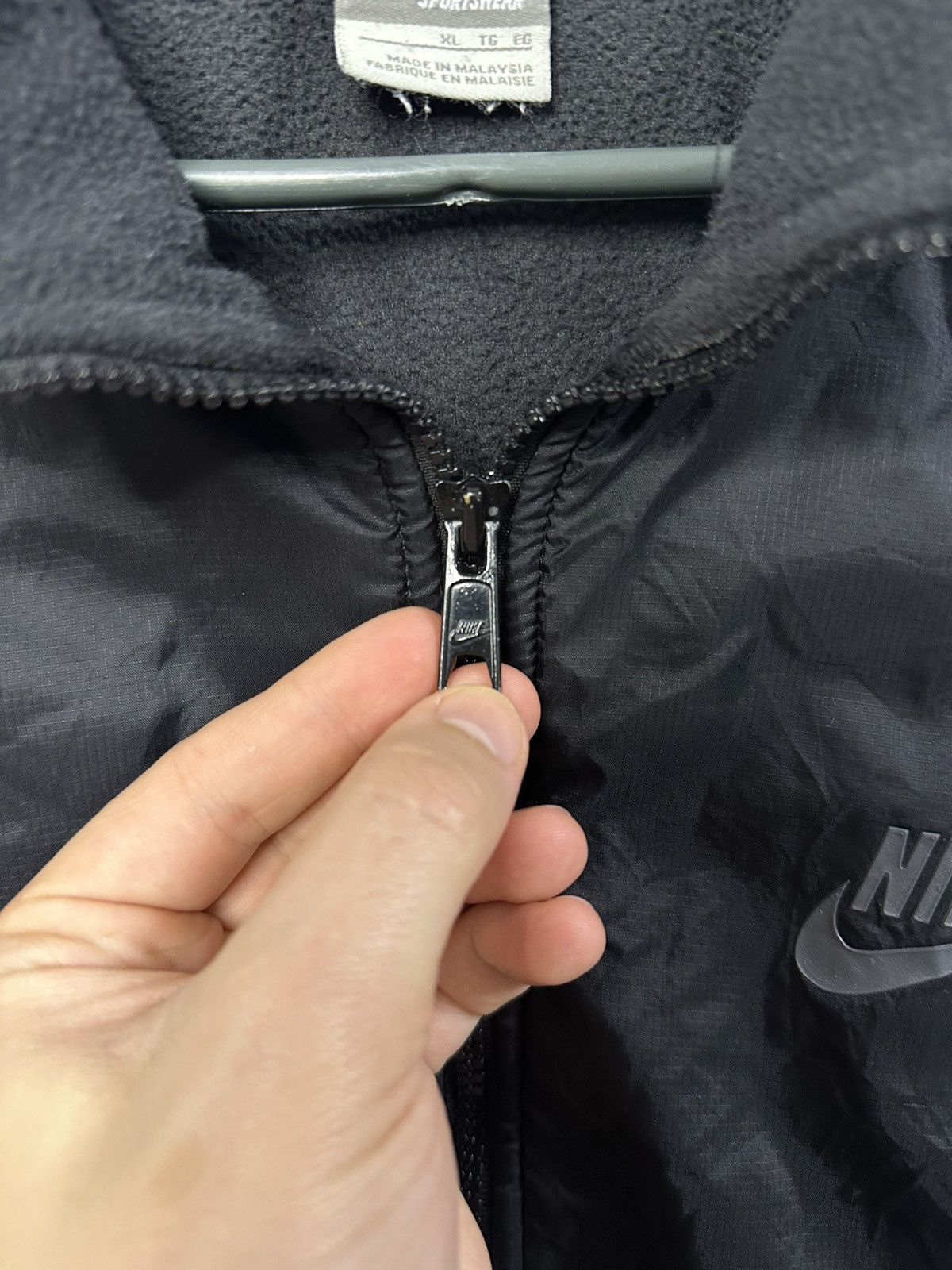 Nike Rare Vintage Jacket Fleece + Nylon Small Swoosh Drill Y2K Size US XL / EU 56 / 4 - 3 Thumbnail