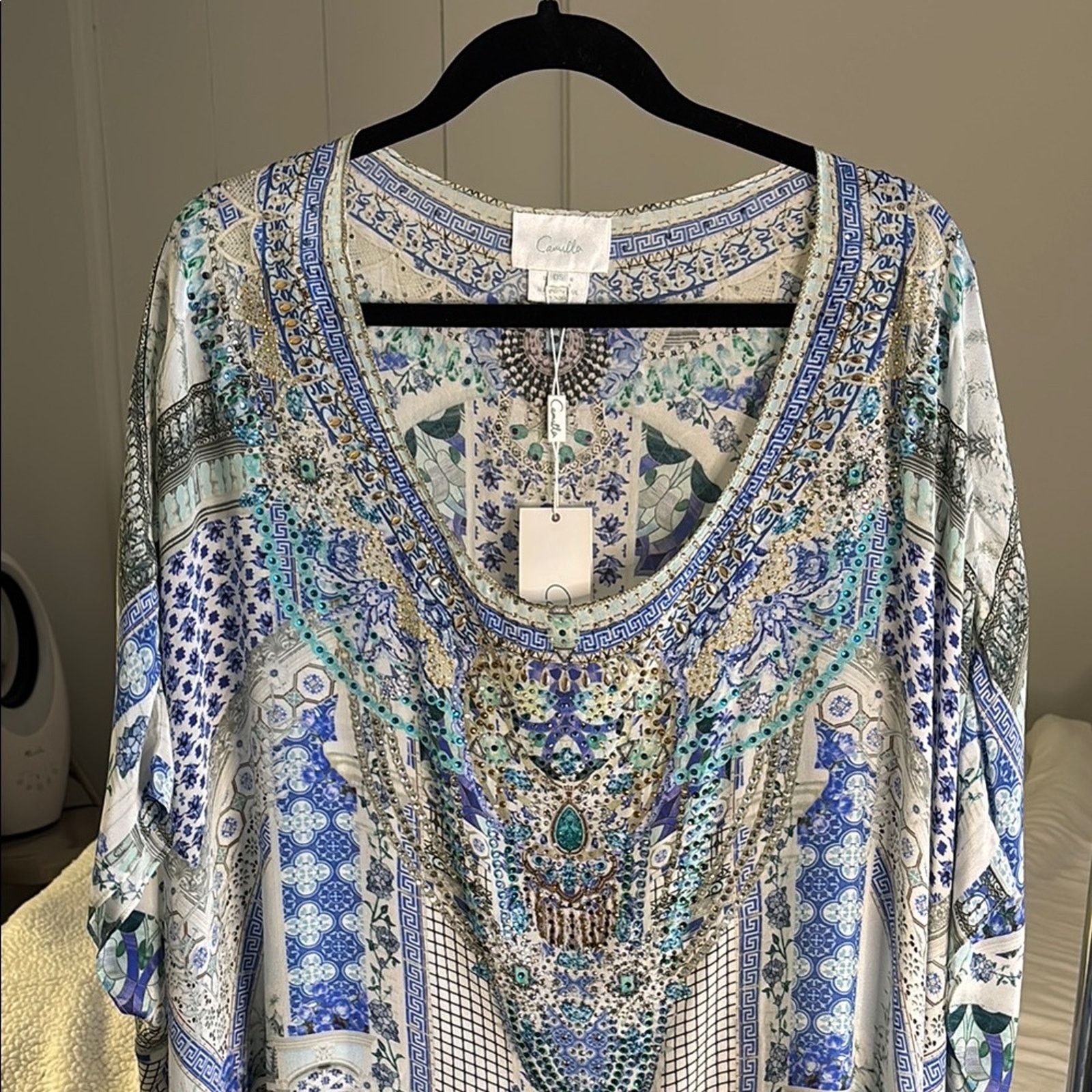 CAMILLA NWT Camilla Blue and White Patterned Dress One Size Size ONE SIZE - 1 Thumbnail