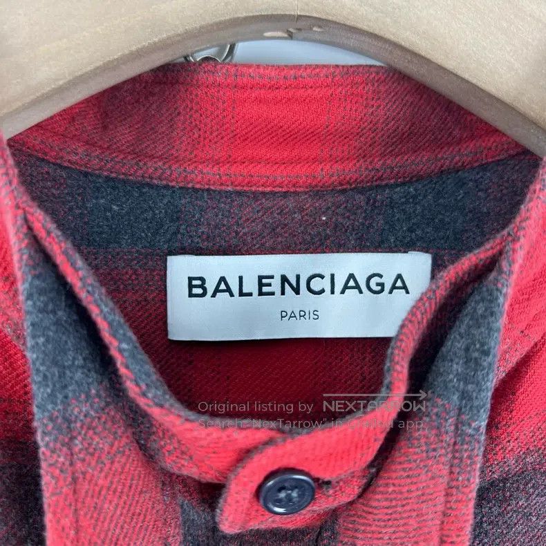 Balenciaga Balenciaga Black and Red Plaid Back Logo Ribbon Shirt Size XS / US 0-2 / IT 36-38 - 3 Thumbnail