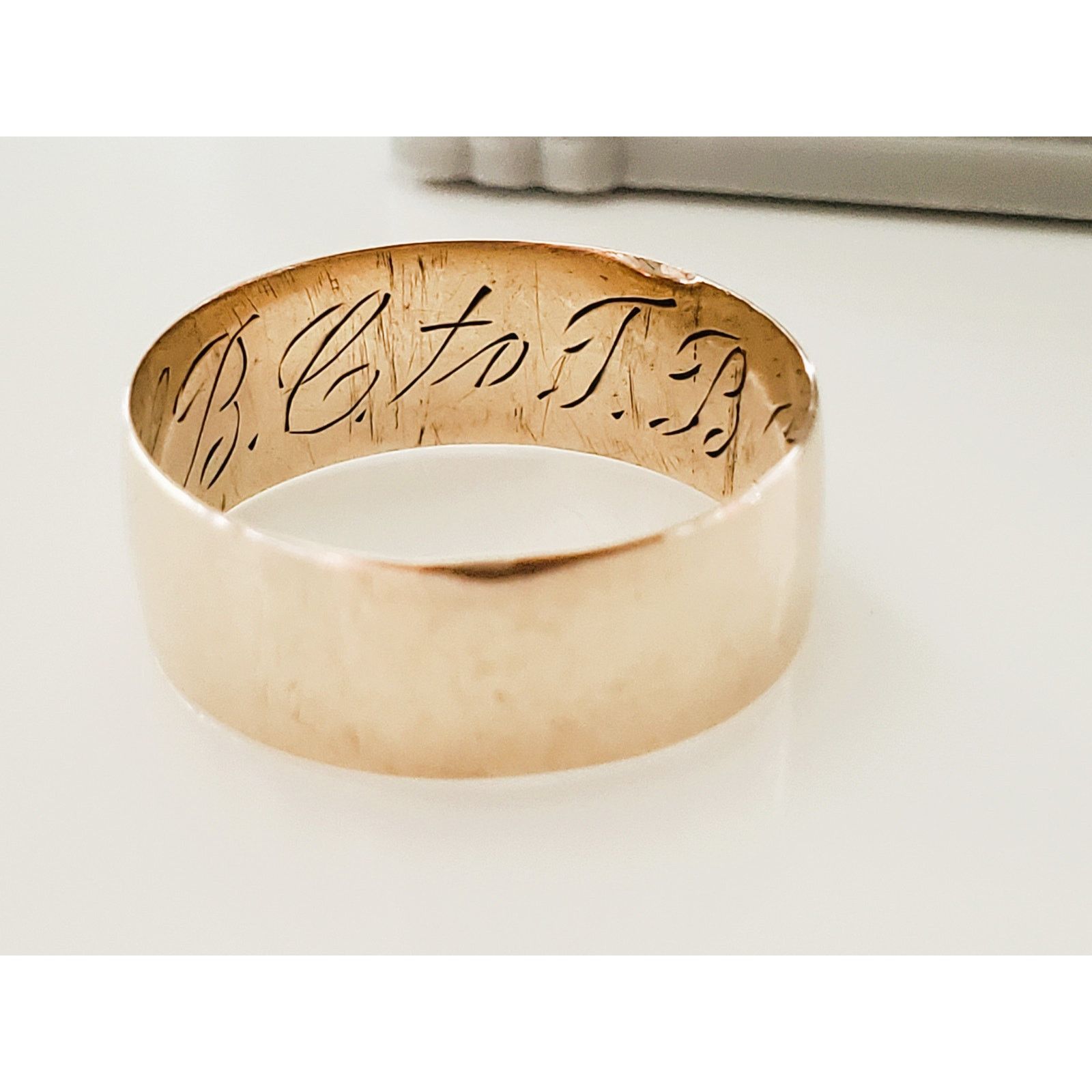 Unknown London Vintage Victorian 14K Rose Gold Engraved Wide Band Ring Size ONE SIZE - 2 Thumbnail