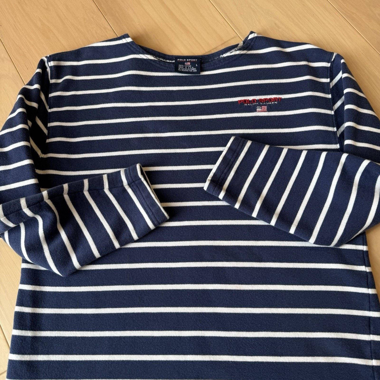 Polo Ralph Lauren Vintage Polo Sport Shirt Women's L Navy Striped Long Sleeve Size L / US 10 / IT 46 - 4 Thumbnail