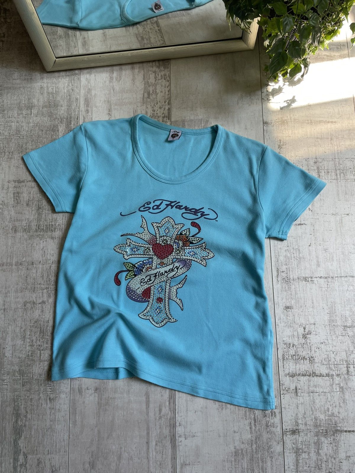 Ed Hardy Y2K Vintage Ed Hardy 00’s Blue T-Shirt RARE Size XL / US 12-14 / IT 48-50 - 1 Thumbnail