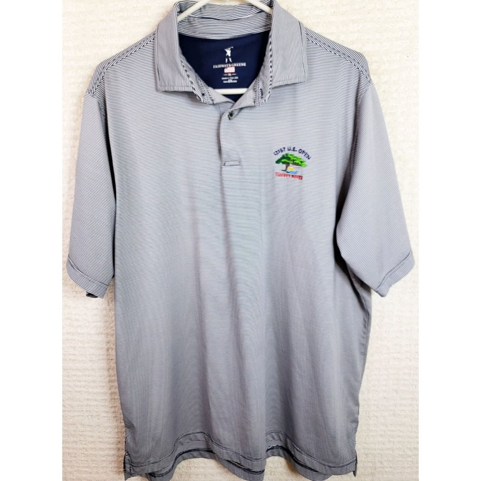 Vintage VINTAGE? No — Fairway & Greene Shirt Polo XL Blue Striped 121st US Open Golf Torrey Pines Mens XL Blue Striped Polo Shirt Size US XL / EU 56 / 4 - 2 Thumbnail