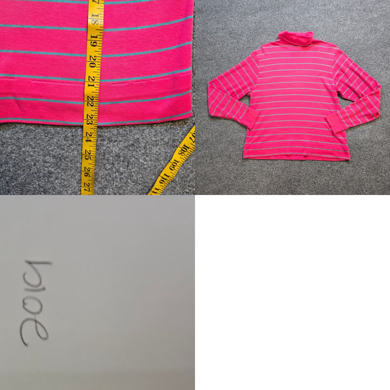 Izod VINTAGE Izod Lacoste Top Womens Medium Pink Turtleneck Striped Long Sleeve 80s Size M / US 6-8 / IT 42-44 - 8 Thumbnail