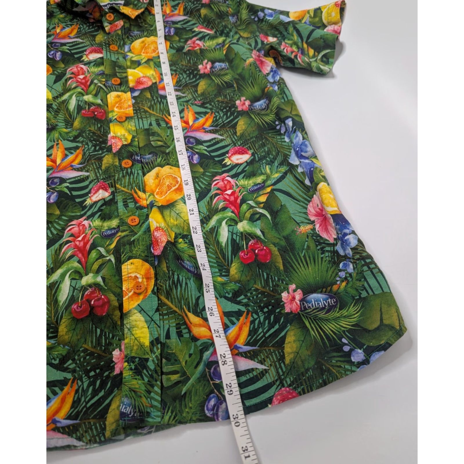 Vintage Pedialyte Tropical Print Button Up Shirt Short Sleeve Cotton Rayon Size M Green Floral Size US M / EU 48-50 / 2 - 4 Thumbnail