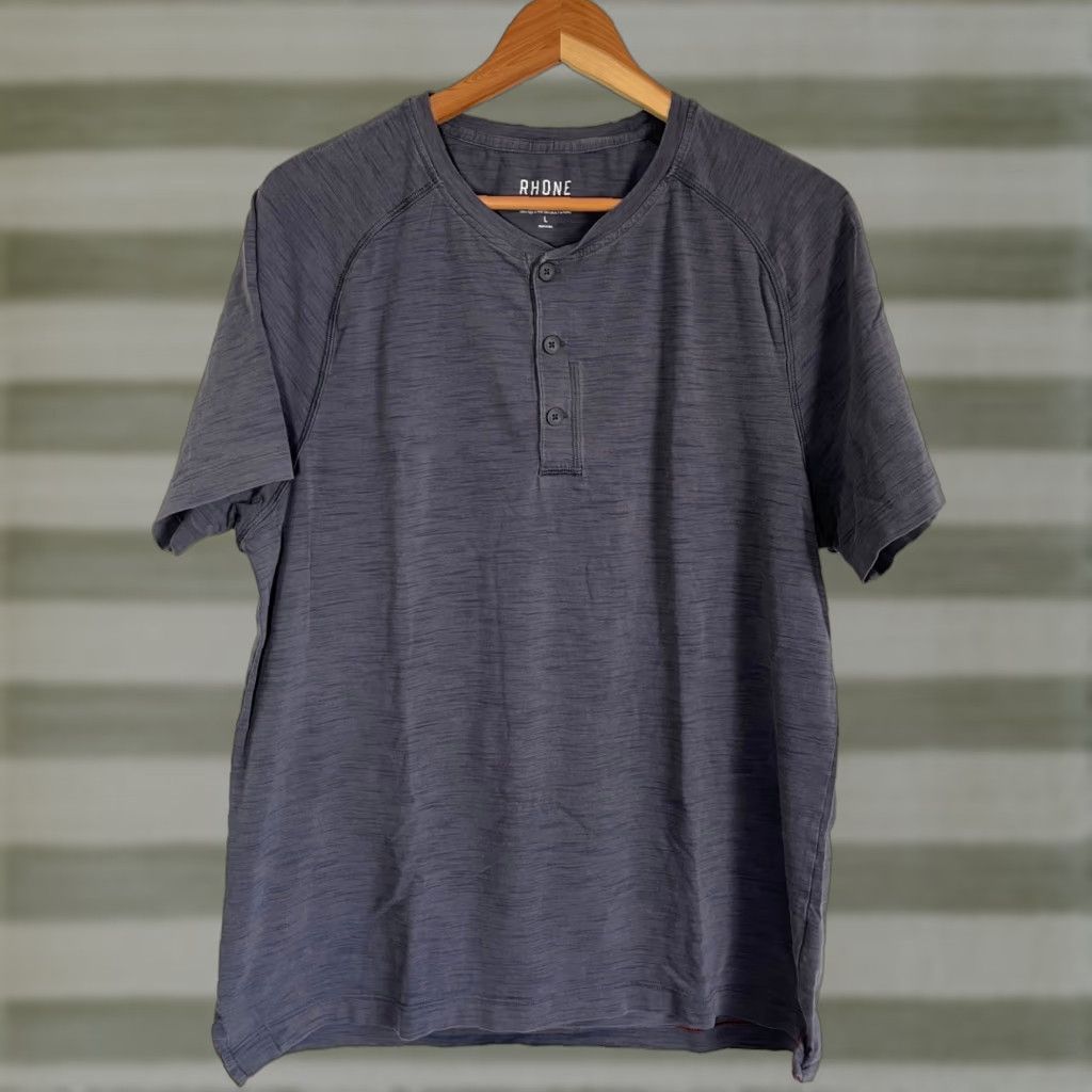 Rhone Rhone Men's Henley T-Shirt Activewear Pima Cotton Gray Sz L Crew Neck Short Sleeve Athletic Regular Size US L / EU 52-54 / 3 - 1 Thumbnail