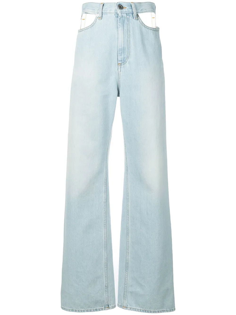 Maison Margiela o1mle0426 Cutout High Rise Wide Leg Jeans in Light Blue Size 30" / US 8 / IT 44 - 1 Thumbnail