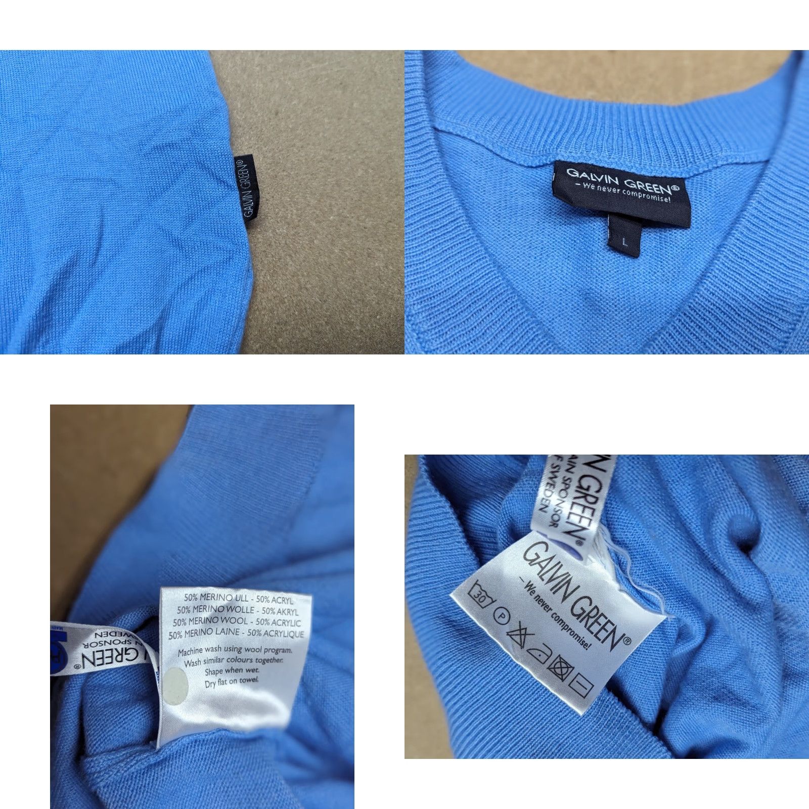 Galvin Green Galvin Green Mens Pullover Large Blue Sleeveless Knitted V-Neck Jumper Sweater Shirt Size US L / EU 52-54 / 3 - 8 Thumbnail