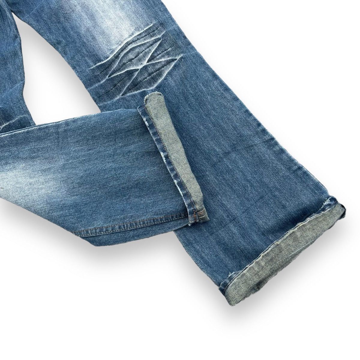 If Six Was Nine × Japanese Brand × Le Grande Bleu (L.G.B.) 🇯🇵 ROOT THREE GLITTER DISTRESSED FLARE DENIM PANTS Size US 31 - 10 Thumbnail