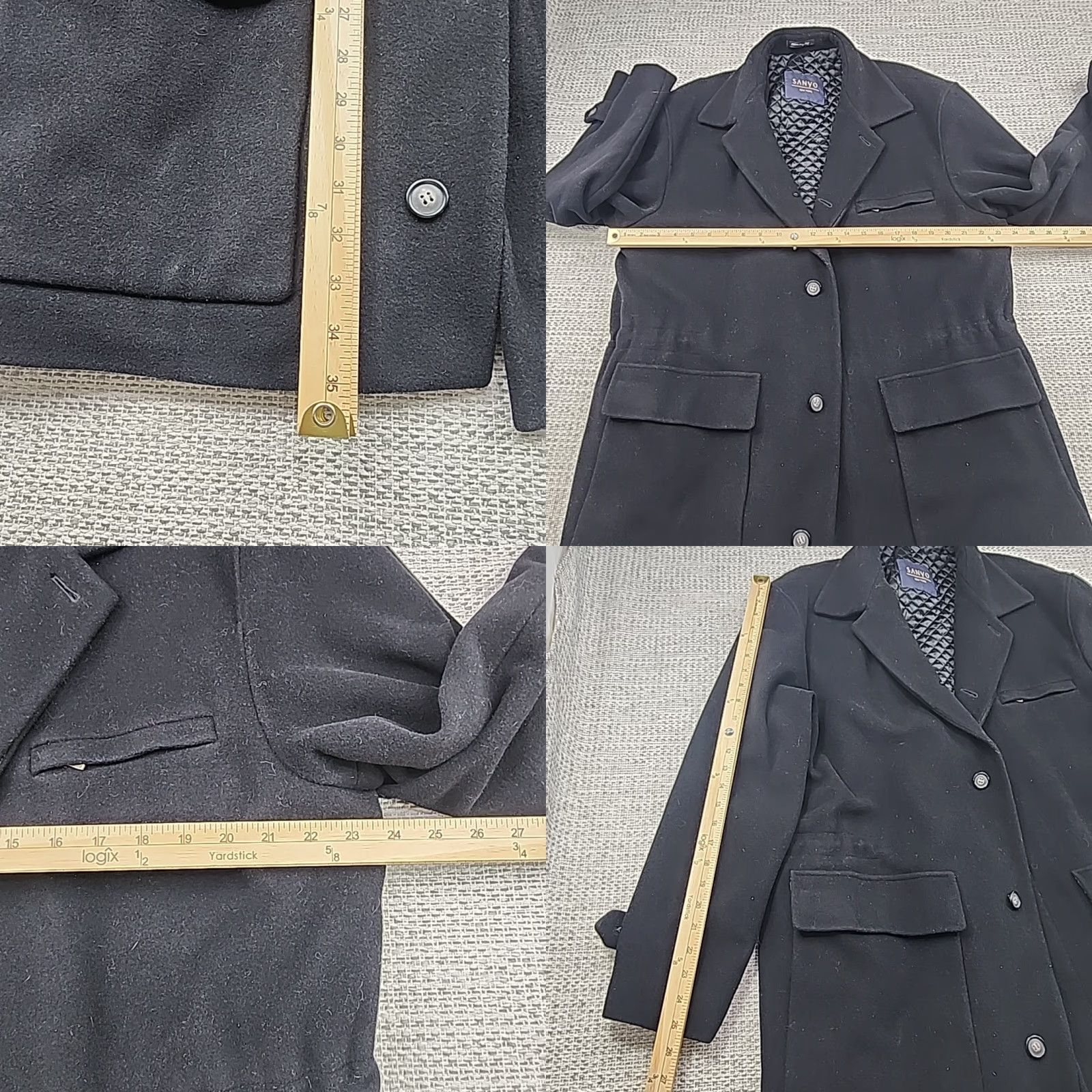 Vintage VINTAGE Sanyo Overcoat Mens Coat Wool Cashmere Blend Trench Long Button Front Large Black Stand-Up Collar Size US L / EU 52-54 / 3 - 8 Thumbnail