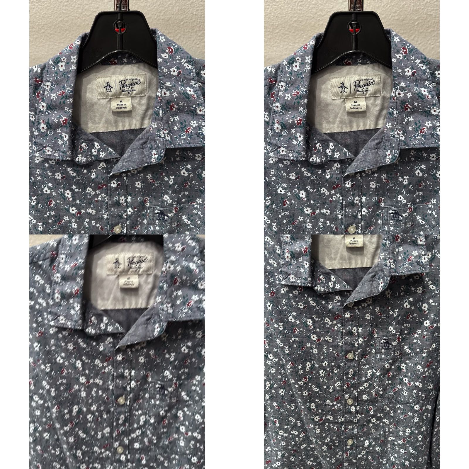 Vintage Penguin Floral BUTTON UP SHIRT Pocket Medium M Mens Size US M / EU 48-50 / 2 - 8 Thumbnail