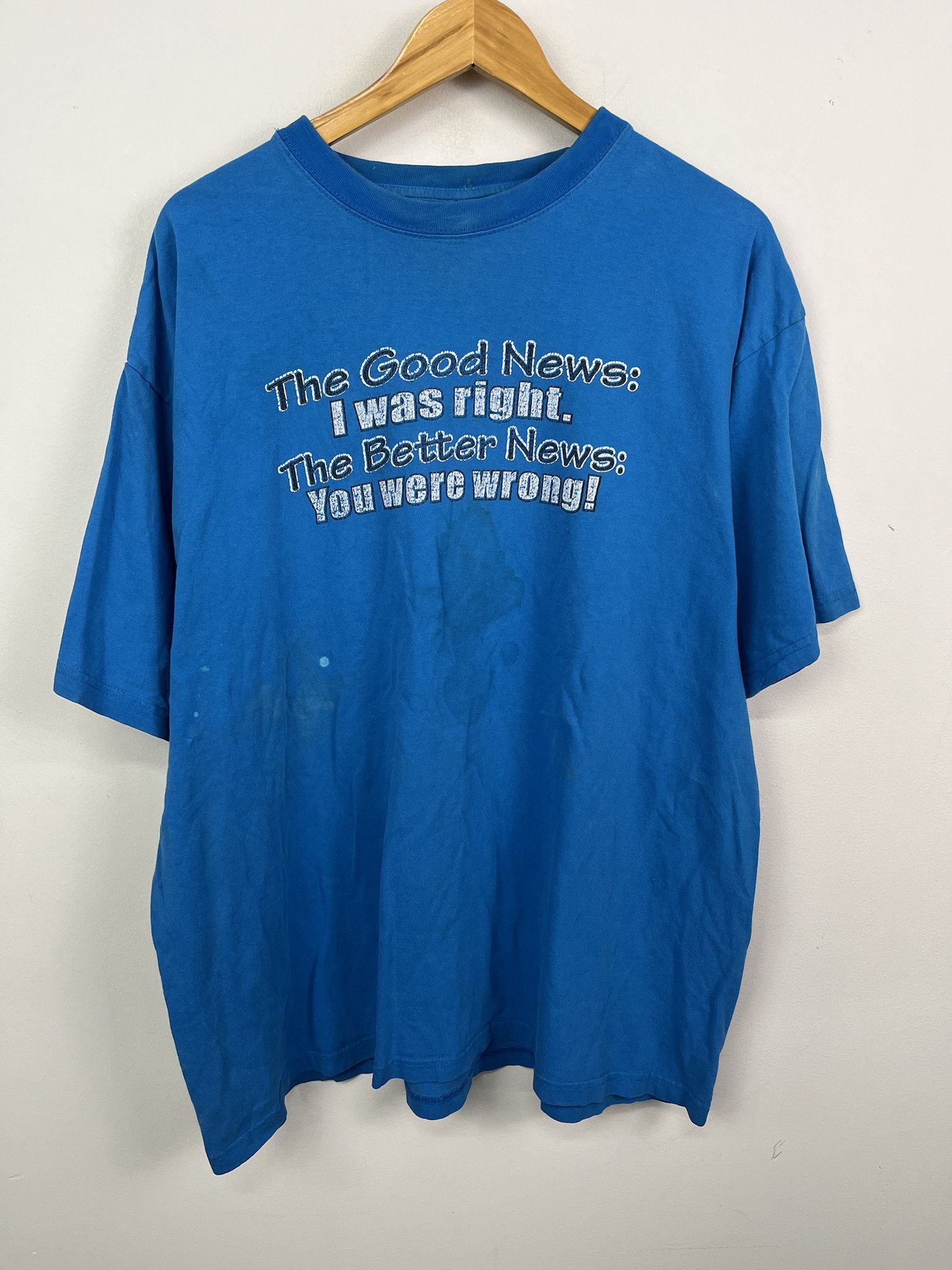 Hanes × Vintage Vintage 90's "The Good News: I Was Right, The Better News, You Were Wrong!" Joke Funny Pullover T-Shirt Size XXL Size US XXL / EU 58 / 5 - 1 Thumbnail