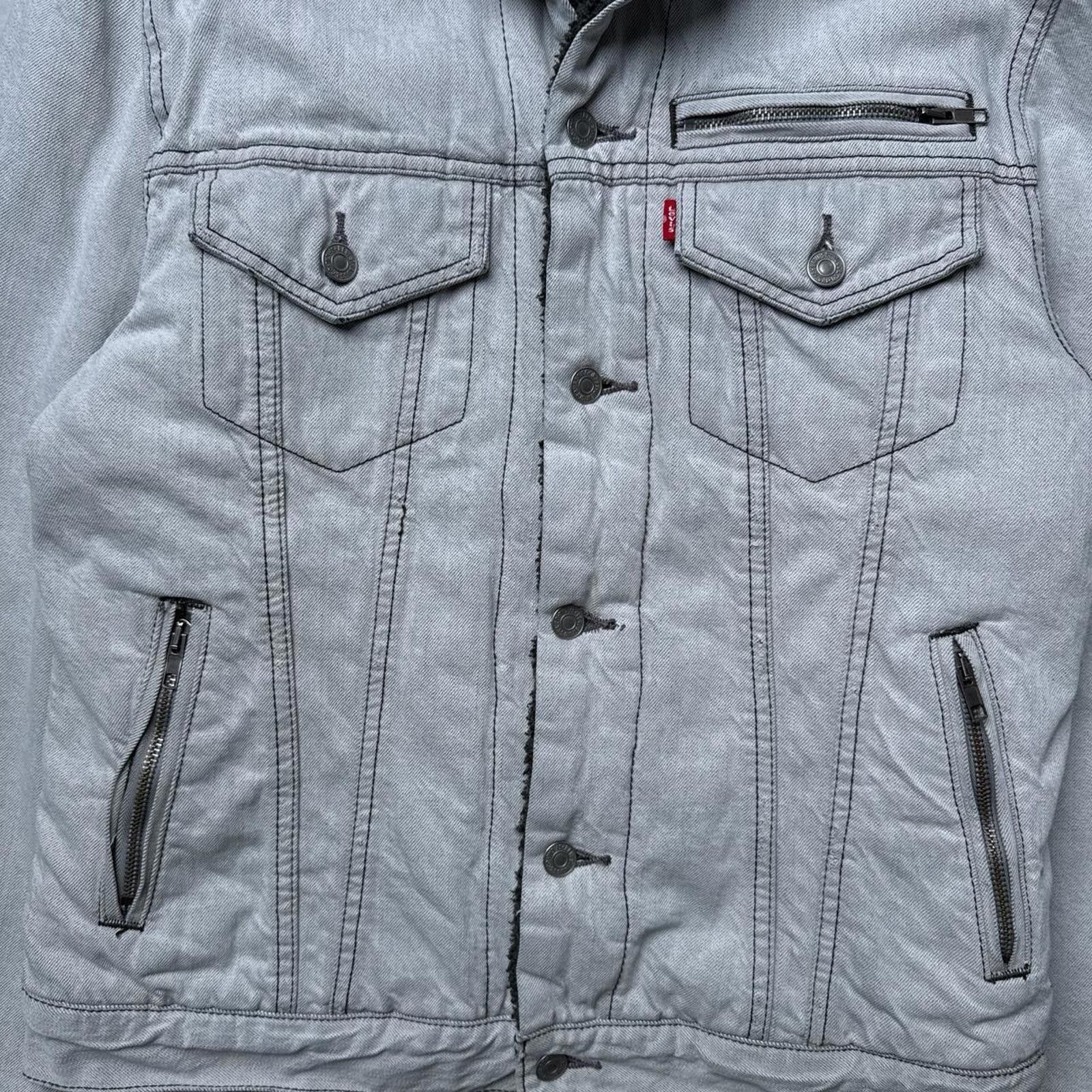 Levi's Y2K Levi’s Denim 00s Gray Zipper Jacket Size US M / EU 48-50 / 2 - 5 Thumbnail