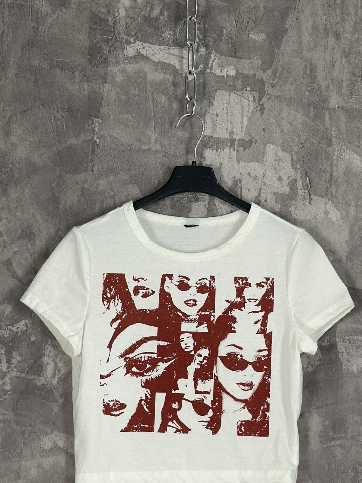 Hysteric Glamour × If Six Was Nine × Vintage VINTAGE Y2K GLAMOUR PRINTED FACE GIRL CROP TOP T SHIRT Size M / US 6-8 / IT 42-44 - 2 Thumbnail