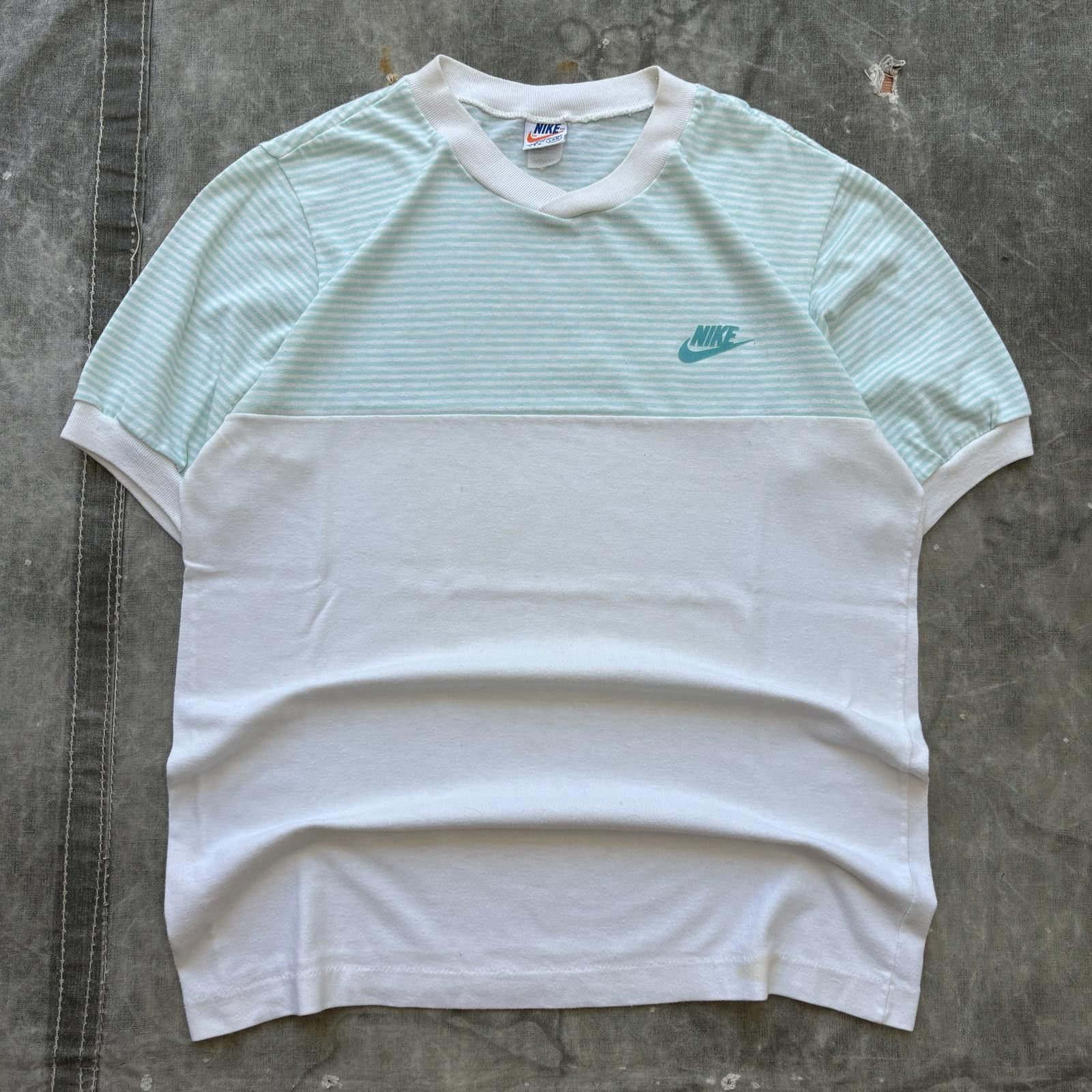 Nike Vintage Rare 70s Nike Turquoise Striped Sportswear Shirt Size L / US 10 / IT 46 - 1 Thumbnail
