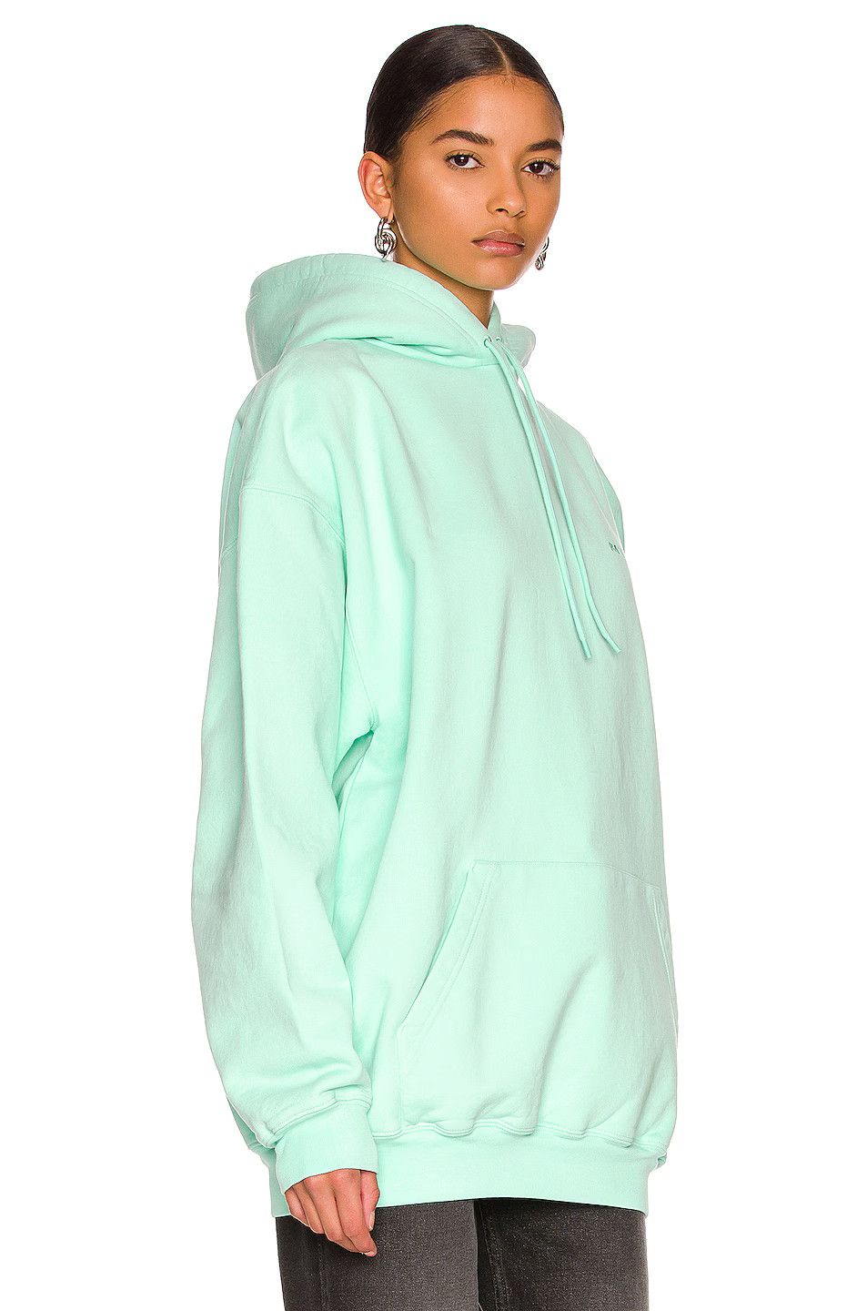 Balenciaga o1s1wg111124 Medium Fit Hoodie in Mint Green Size S / US 4 / IT 40 - 2 Thumbnail