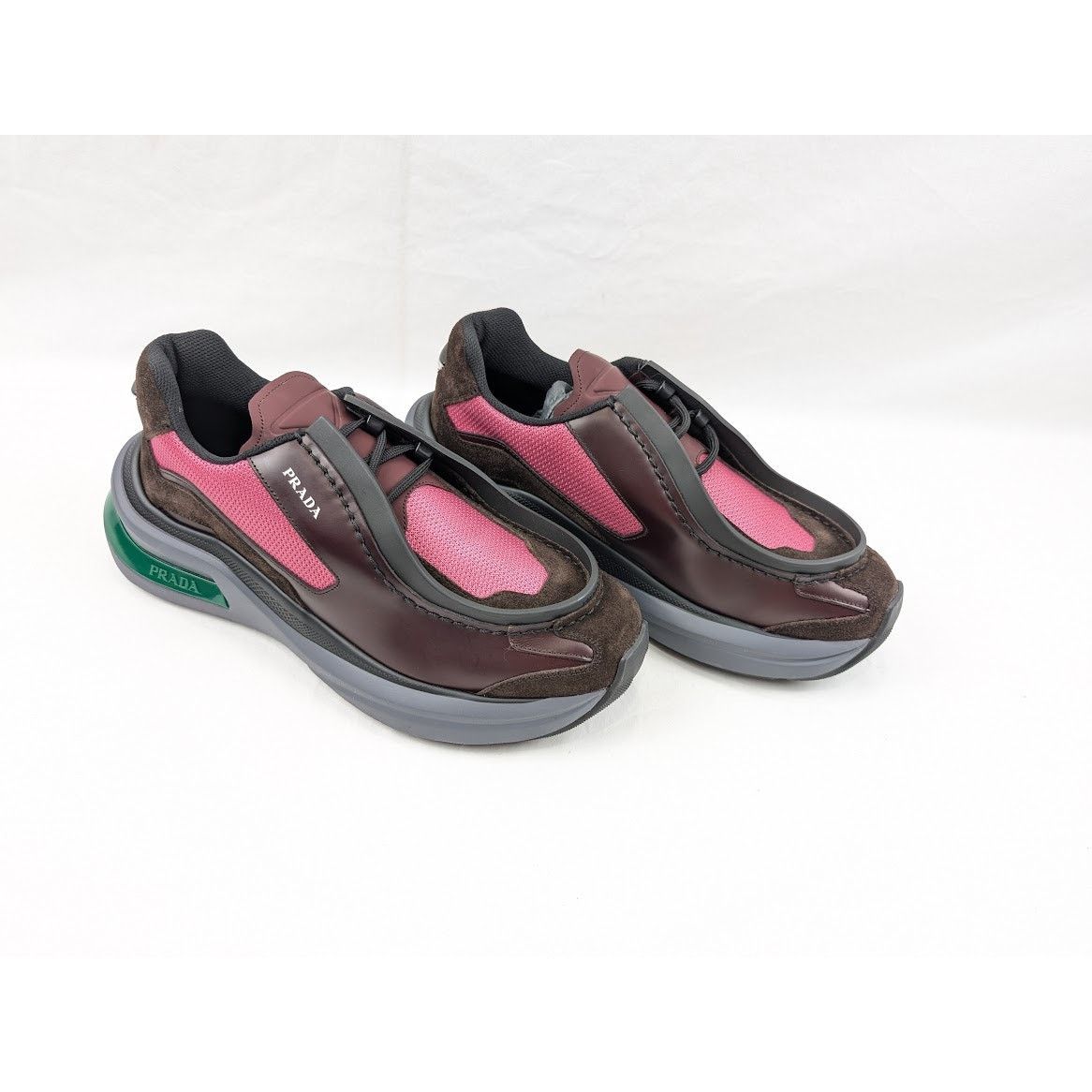 Prada o1rshd1 Brushed Leather Sneakers Bike Fabric Suede Size US 10 / EU 43 - 1 Thumbnail