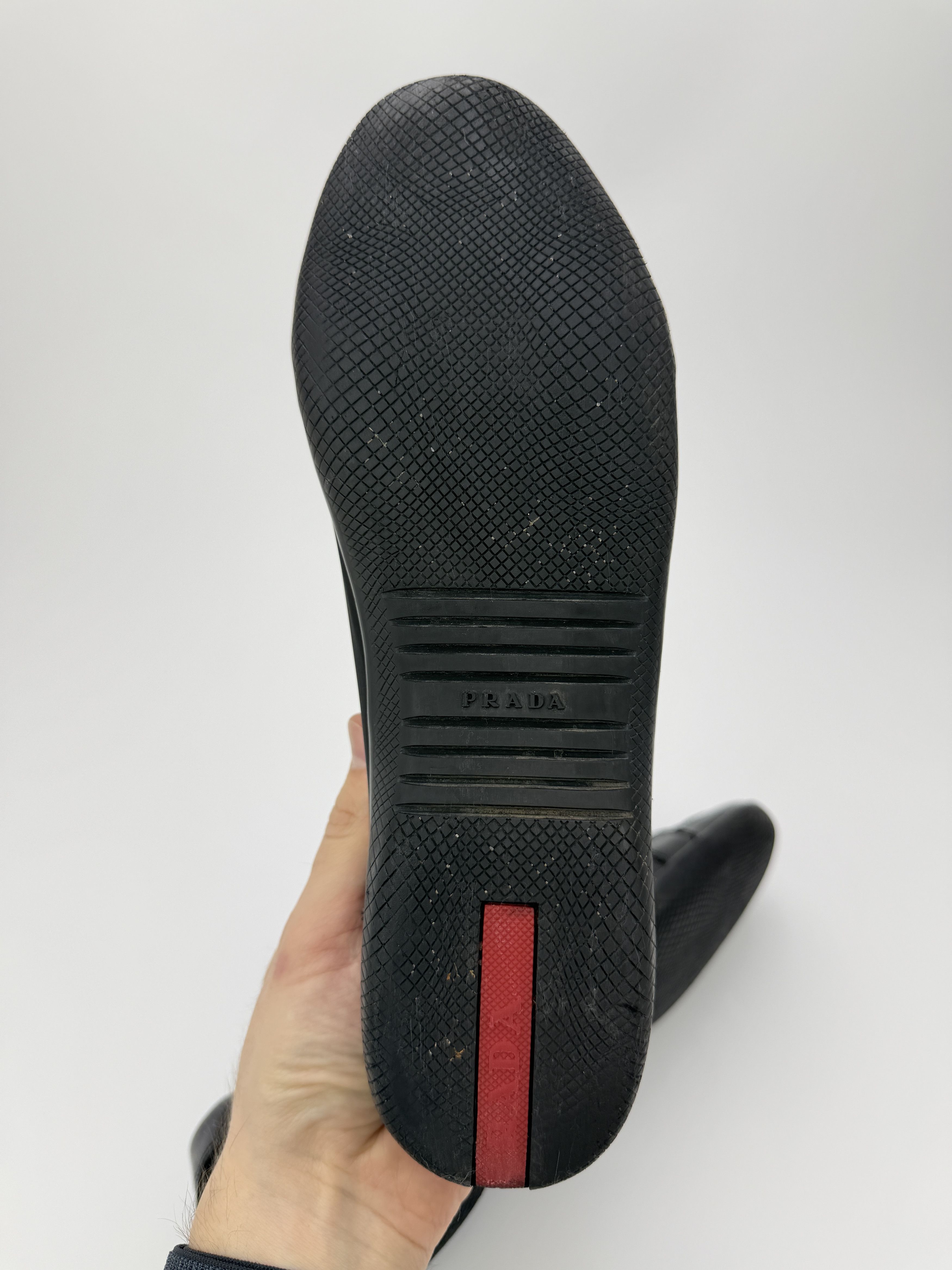 Prada Vintage Prada Black Leather Nylon Low Top Sneakers Size US 8 / EU 41 - 10 Thumbnail