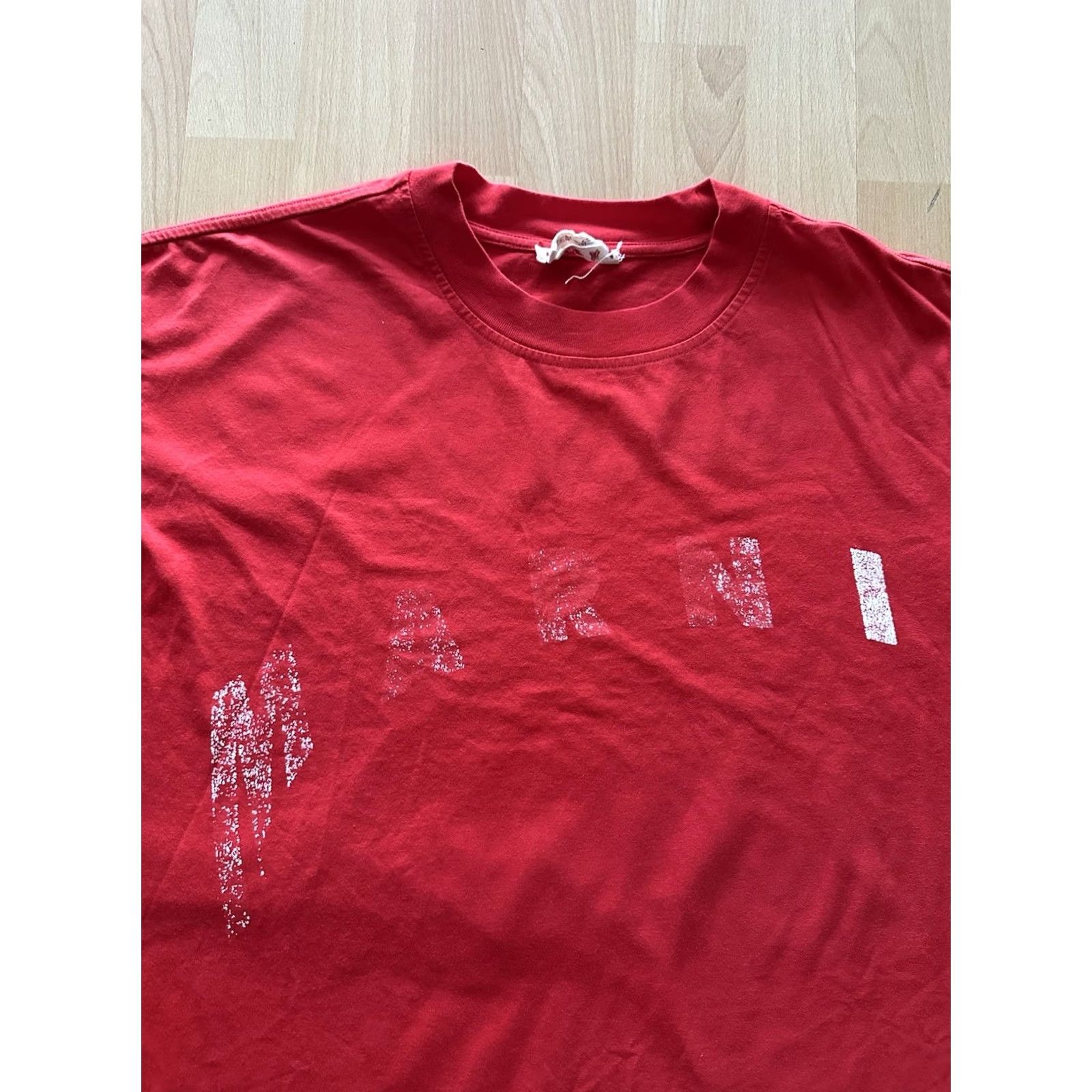 Marni MARNI Shirt Mens Size L Sz Large Red Logo Graphic Faded Crew Neck Short Sleeve T-Shirt Designer Size US L / EU 52-54 / 3 - 2 Thumbnail
