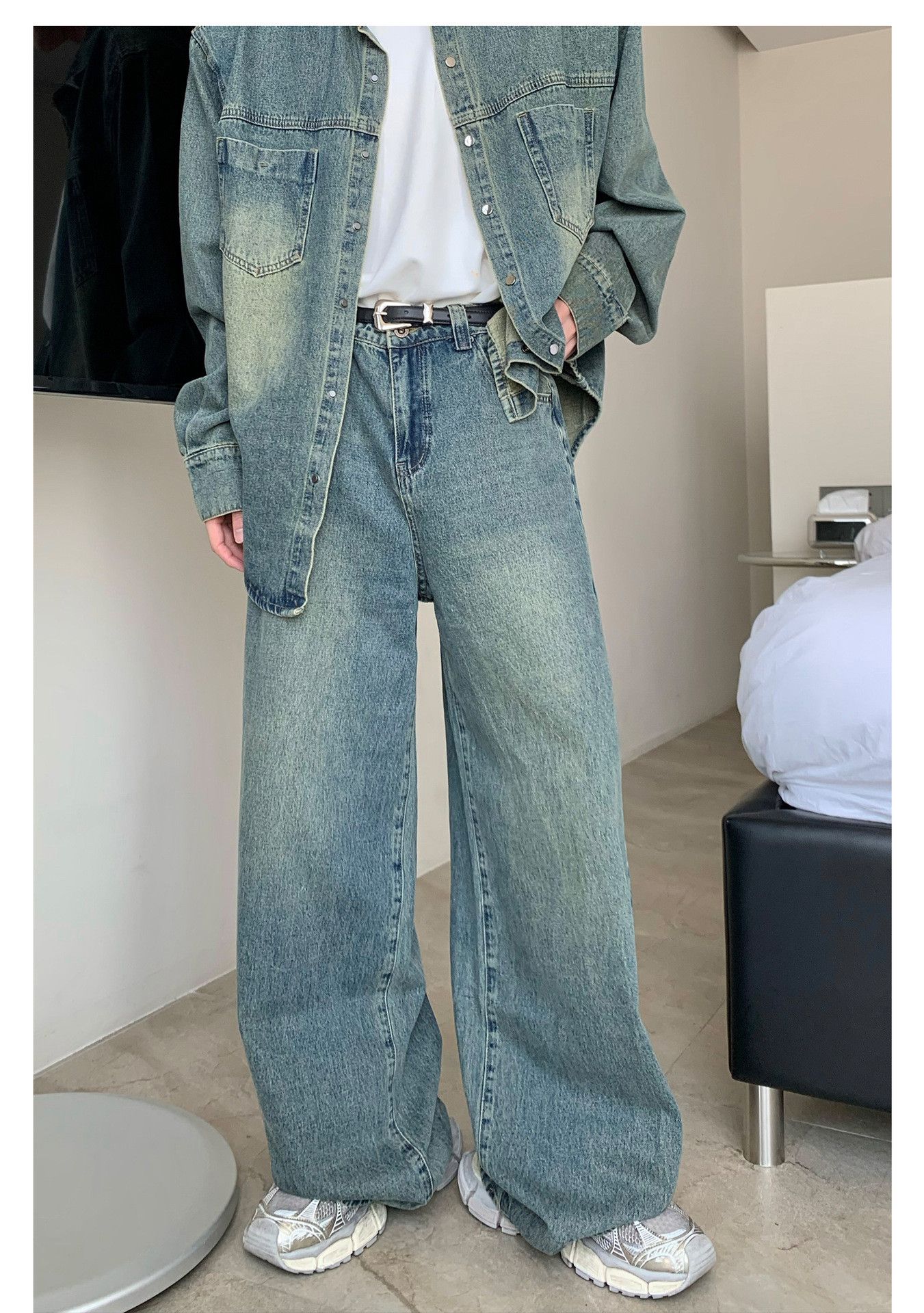 Japanese Brand × Jean Retro distressed washed American wide-leg loose casual jeans Size US 32 / EU 48 - 3 Thumbnail